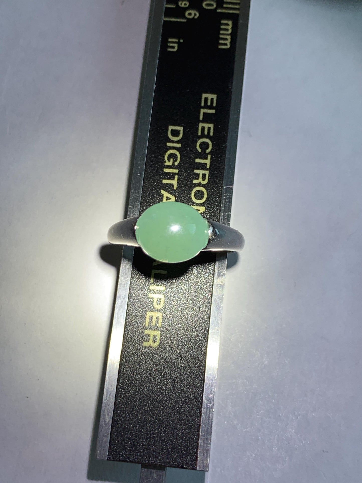 Natural Grade A Guatemalan Icy Translucent Teal Blue Oval Cabochon Jade Jadeite Ring Sterling Silver Size Adjustable 天然冰危蓝绿翡翠银镶戒指 JDX223C