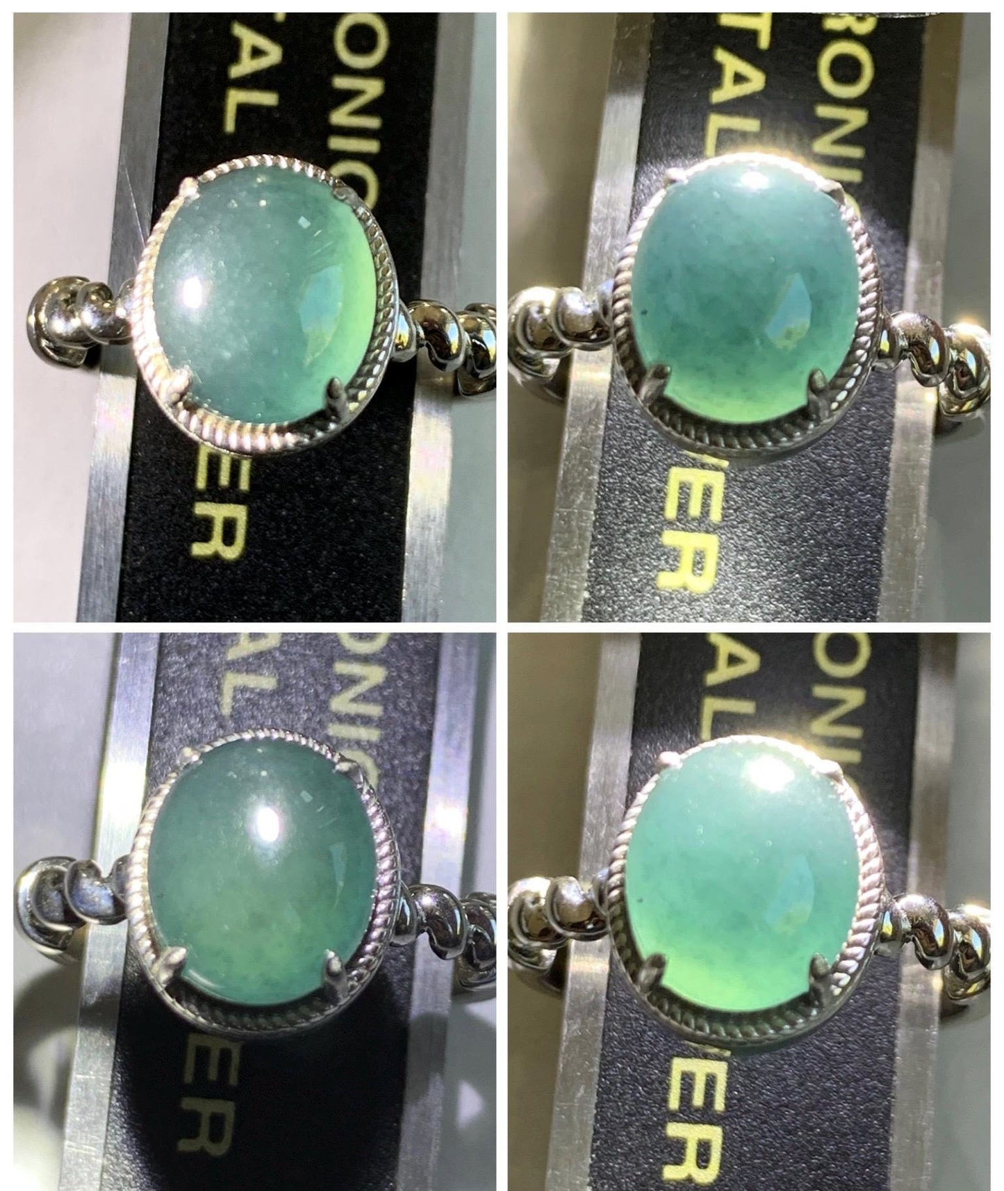 Certified Natural Grade A Guatemalan Icy Translucent Midnight Blue Jadeite Solitaire Ring Sterling Silver Size 7.25US 天然冰危老蓝水翡翠蛋面镶嵌戒指185