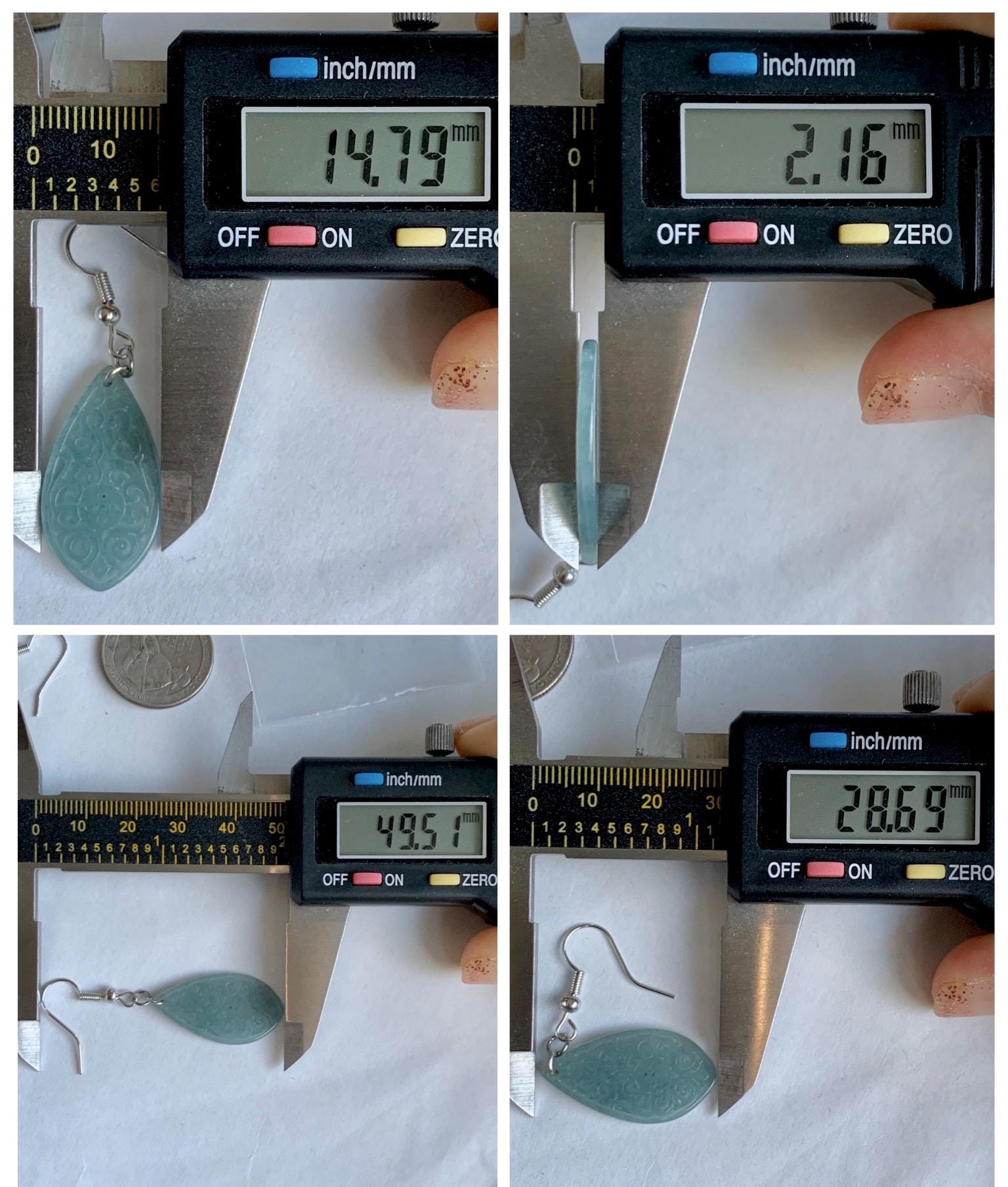 Natural Guatemalan Grade A Icy Translucent Dusty Teal Blue Jadeite Teardrop Dangle Earrings White Gold Plated 天然冰危浅蓝翡翠仿古雕水滴包金耳吊 FGD96C