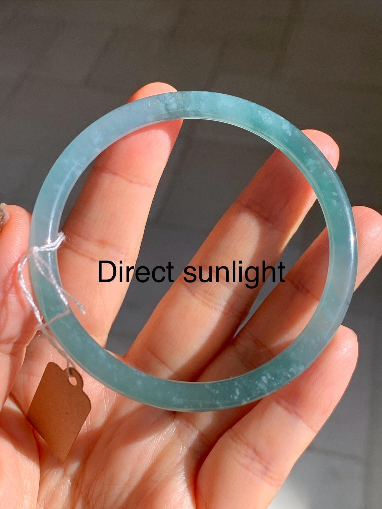 Certified Natural Grade A Guatemalan Icy Translucent Teal Blue & Green Marbled Jade Jadeite Slim Bangle 58.7mm 7.25” 20g 天然冰危晴蓝翡翠细圆条手镯 475