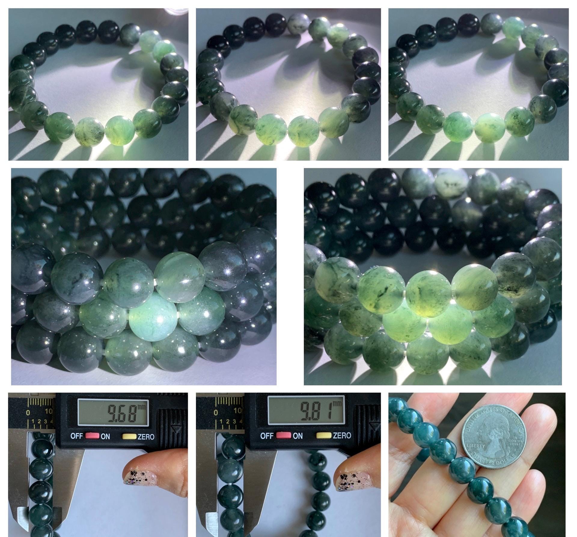 Natural Grade A Guatemalan Icy Highly Translucent Dark Gray Wuji Jade Jadeite Beads Beaded Bracelet 9.7mm 7.25” 31g 天然冰胶危乌鸡翡翠手串 WWJ650
