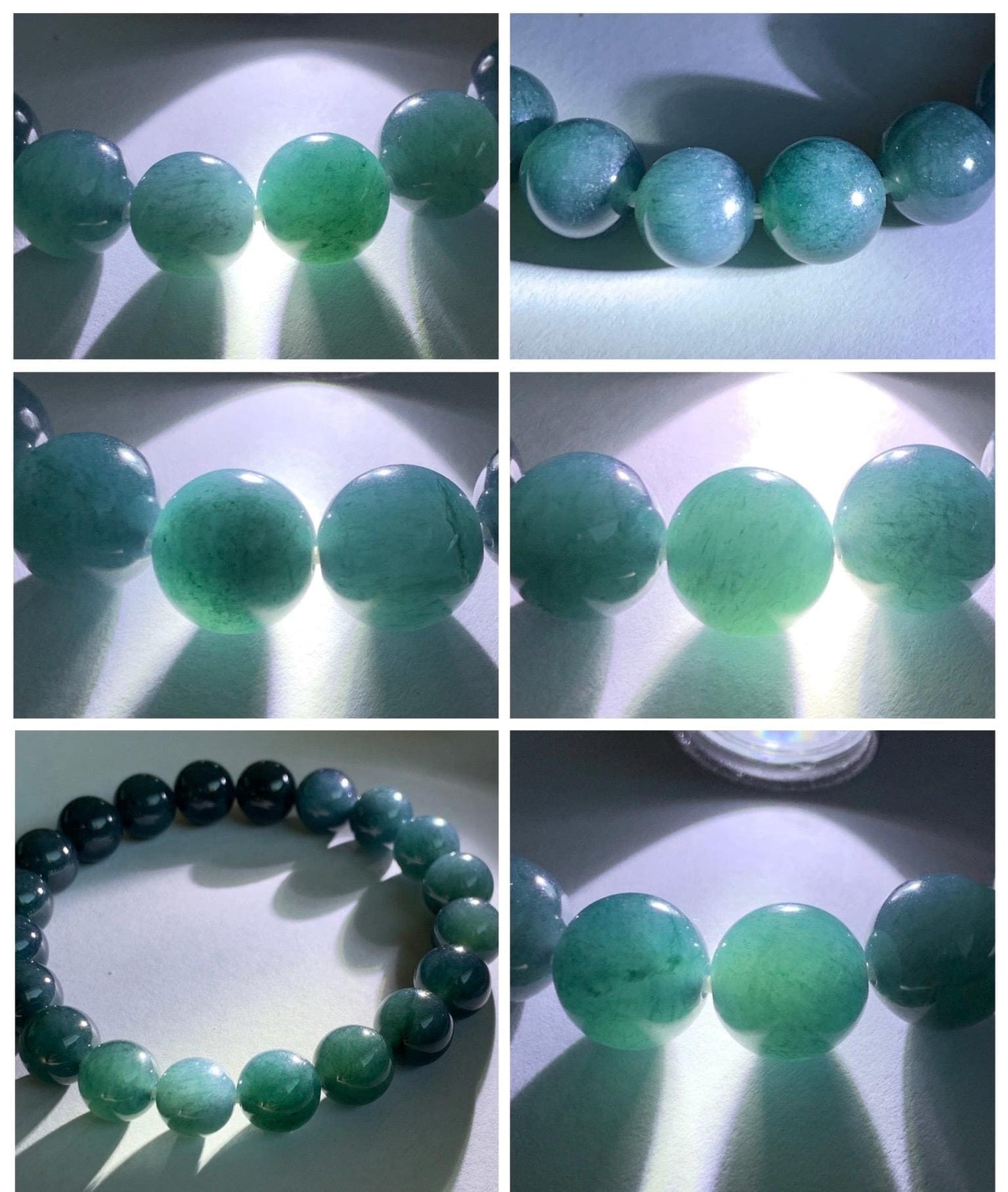 Natural Grade A Guatemalan Icy Translucent Dark Aegean Blue Jade Jadeite Beaded Bracelet 9.8mm 7.25” 33g 天然冰危深牛仔蓝翡翠圆珠手串 SNJ880B
