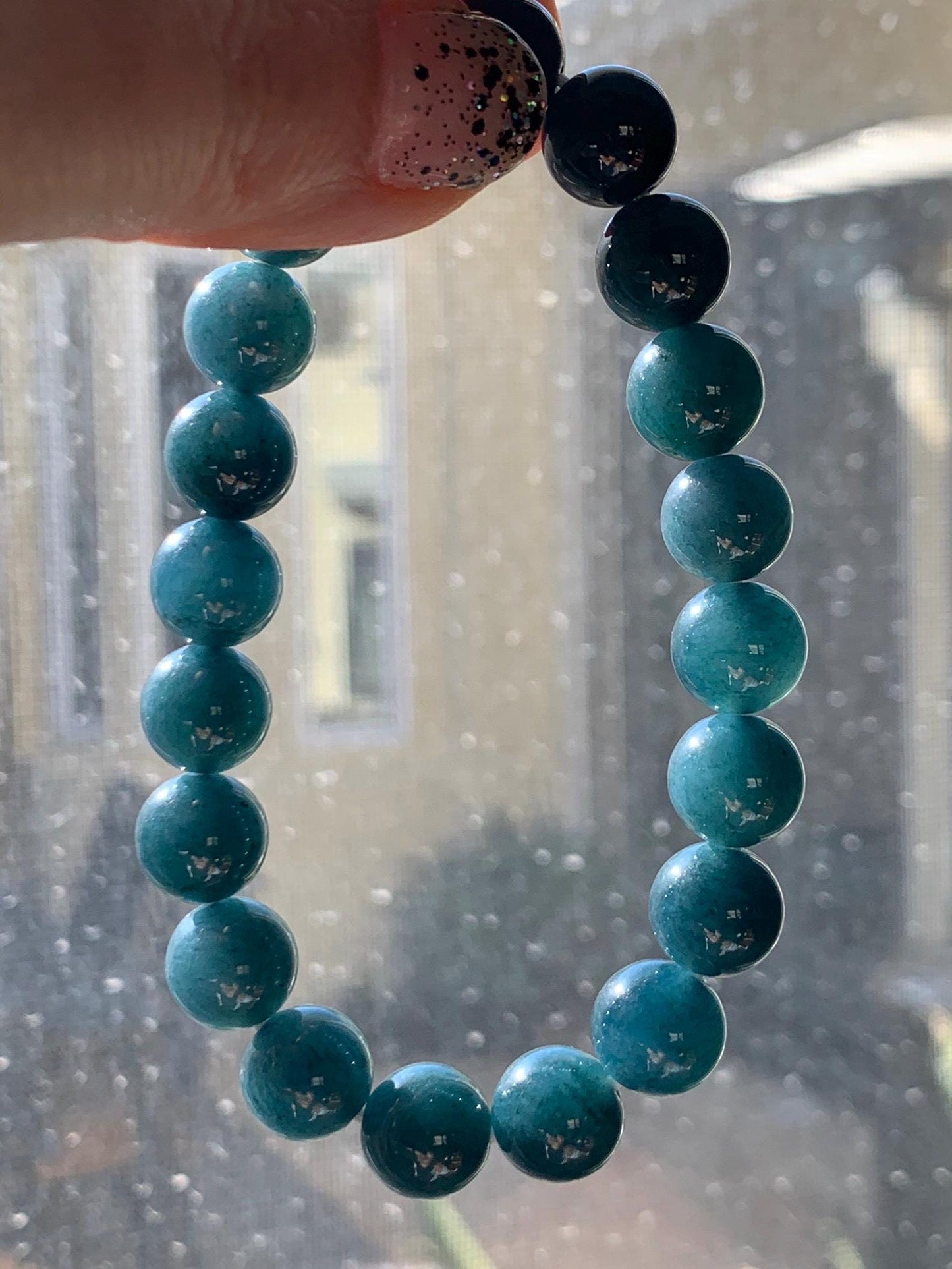 Natural Grade A Guatemalan Icy Translucent Dark Aegean Blue Jade Jadeite Beaded Bracelet 9.8mm 7.25” 33g 天然冰危深牛仔蓝翡翠圆珠手串 SNJ880B