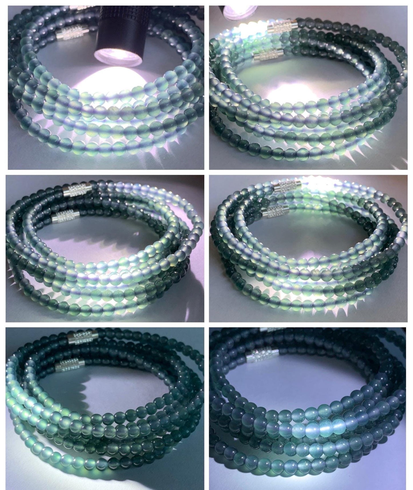 Grade A Natural Guatemalan Icy Highly Translucent Dusty Teal Blue Jade Jadeite Petite Beaded Necklace 3.9mm 20” 14g 天然冰危蓝翡翠圆珠项链 WXL628