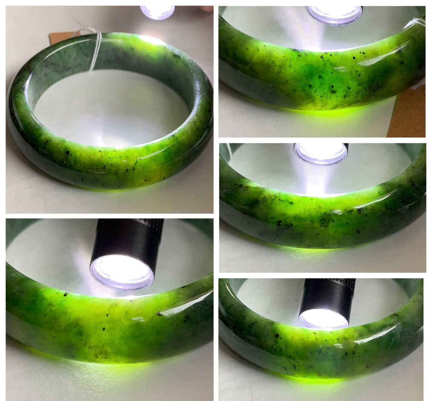 Certified Natural Nephrite Jade Translucent Dark Dusty Olive Green Bangle Bracelet 57.58mm 7.11” 72.62g 天然和田玉轮胎宽手镯 149
