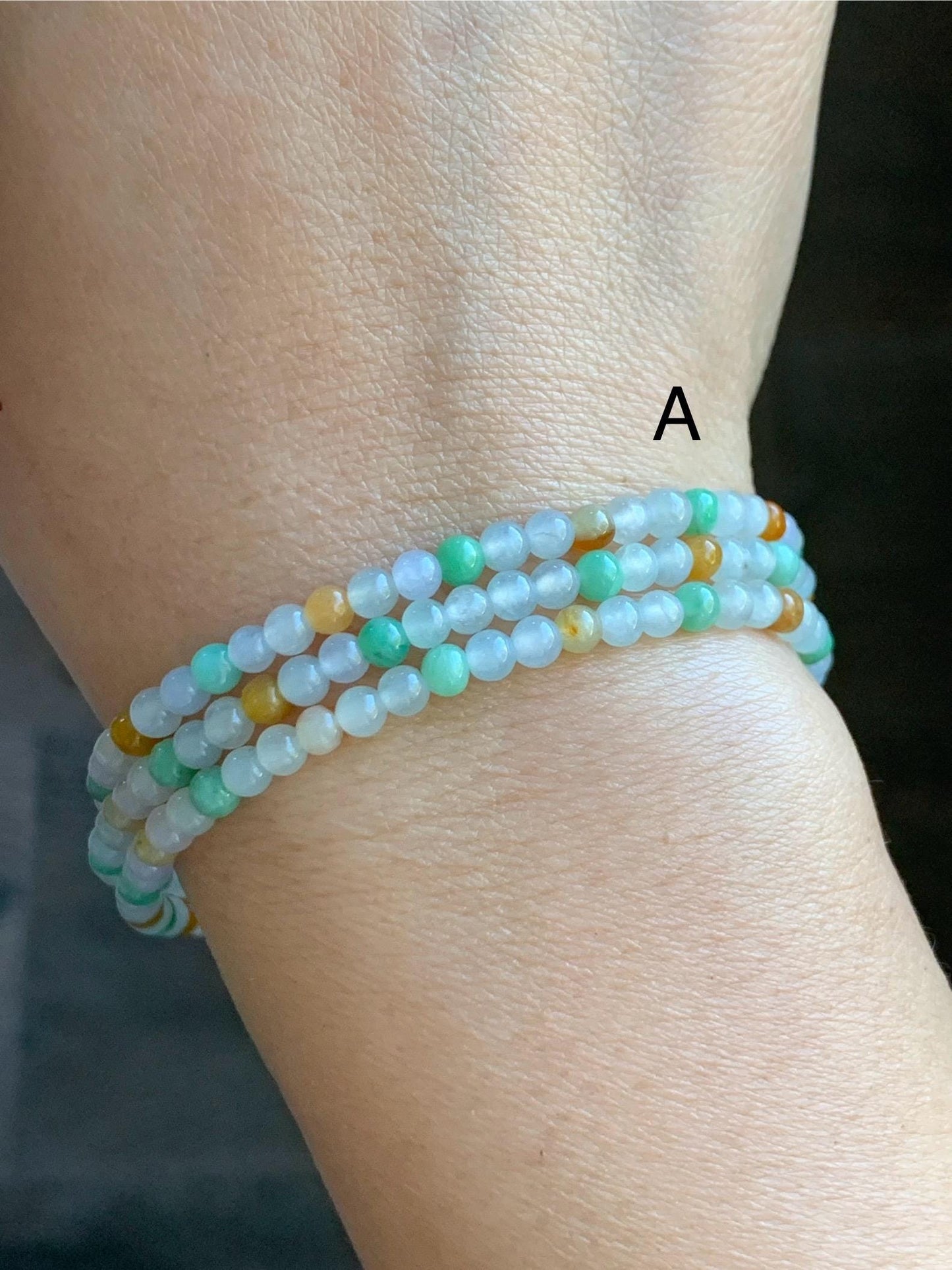Grade A Natural Icy Translucent Multicolored Jade Jadeite Petite Beads Beaded Necklace 3.5mm 24” 15g 天然冰多宝翡翠小圆珠项链 MDBX