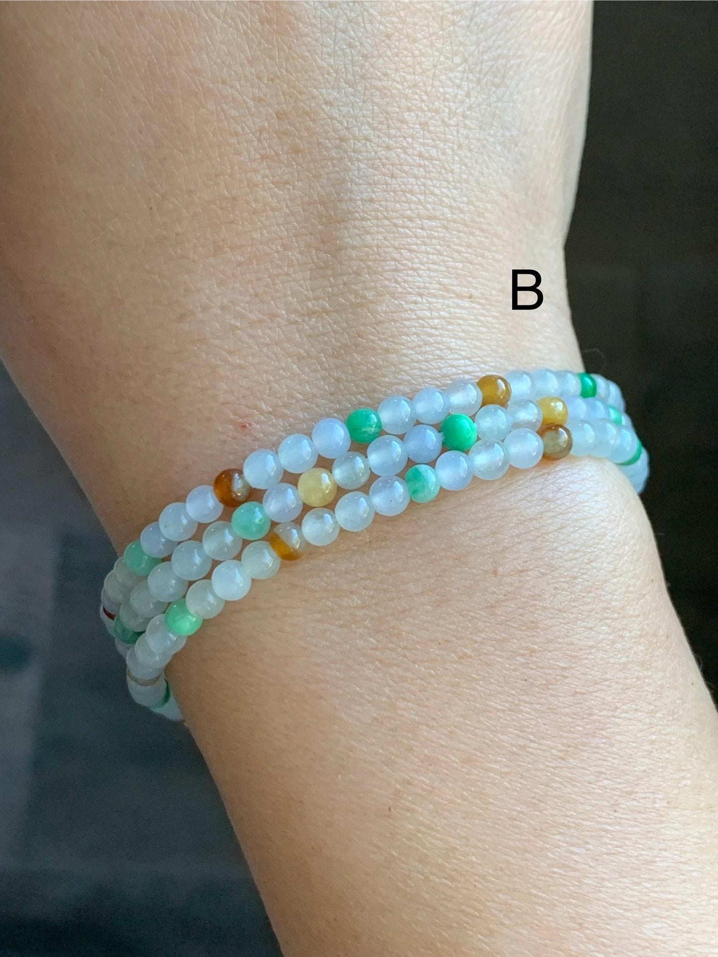 Grade A Natural Icy Translucent Multicolored Jade Jadeite Petite Beads Beaded Necklace 3.5mm 24” 15g 天然冰多宝翡翠小圆珠项链 MDBX