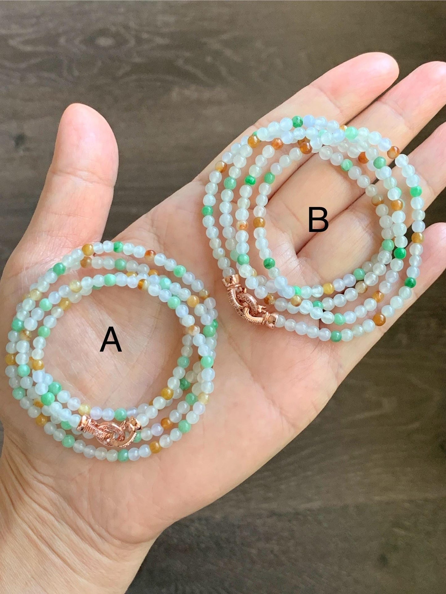 Grade A Natural Icy Translucent Multicolored Jade Jadeite Petite Beads Beaded Necklace 3.5mm 24” 15g 天然冰多宝翡翠小圆珠项链 MDBX