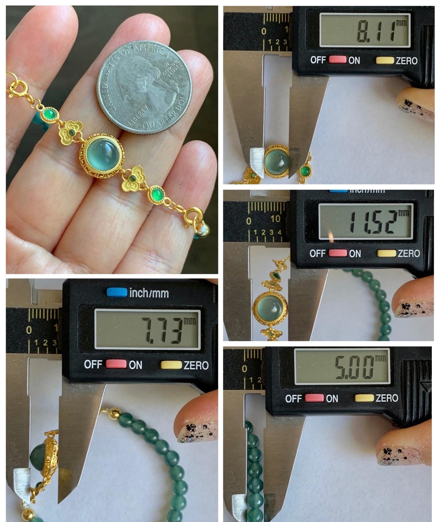 Natural Grade A Guatemalan Icy Translucent Dark Teal Green Jade Jadeite Charm Beads Beaded Bracelet Sterling Silver 7” 天然冰危蓝绿翡翠潘多拉圆珠手串WPD168