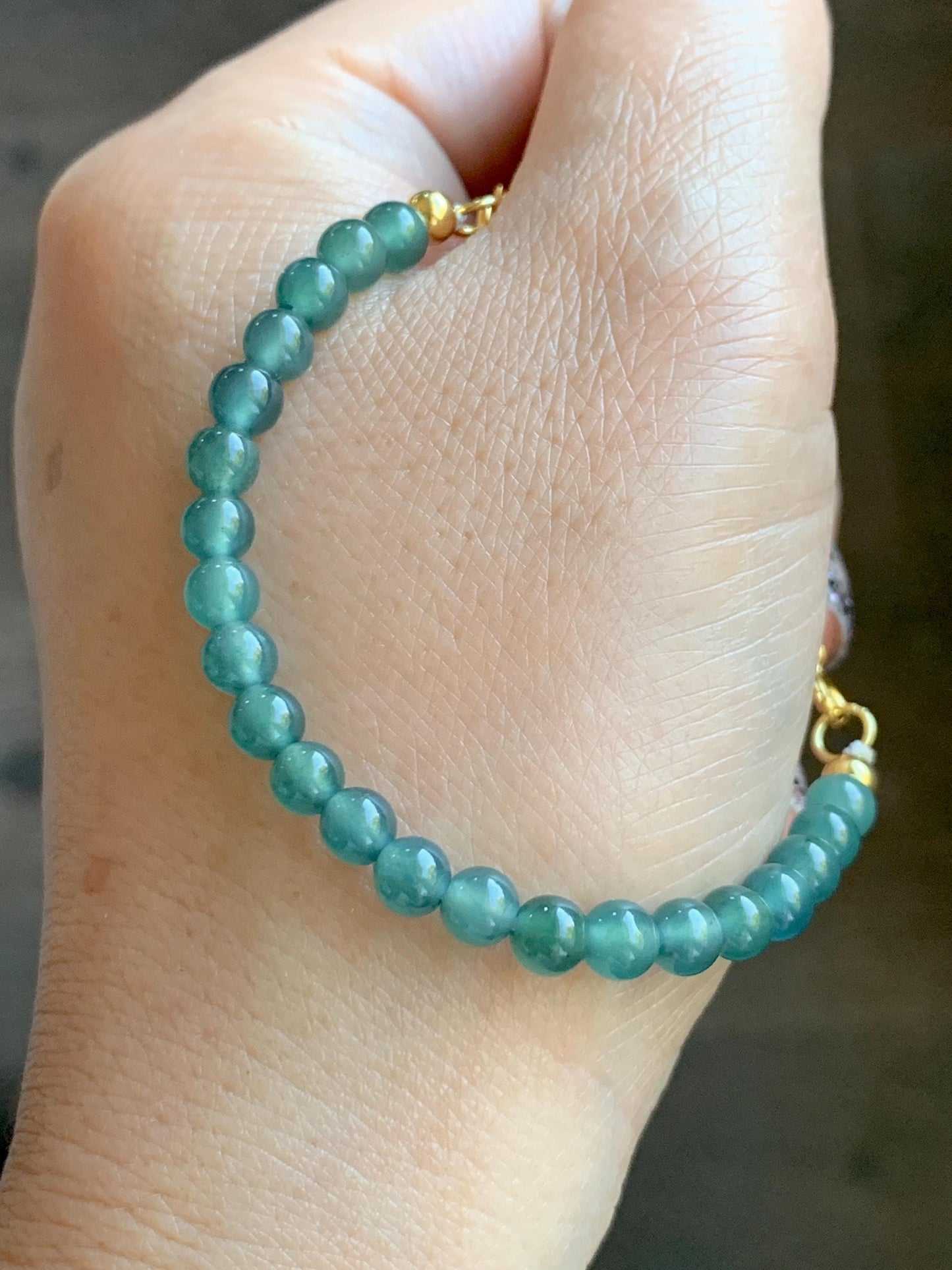 Natural Grade A Guatemalan Icy Translucent Dark Teal Green Jade Jadeite Charm Beads Beaded Bracelet Sterling Silver 7” 天然冰危蓝绿翡翠潘多拉圆珠手串WPD168