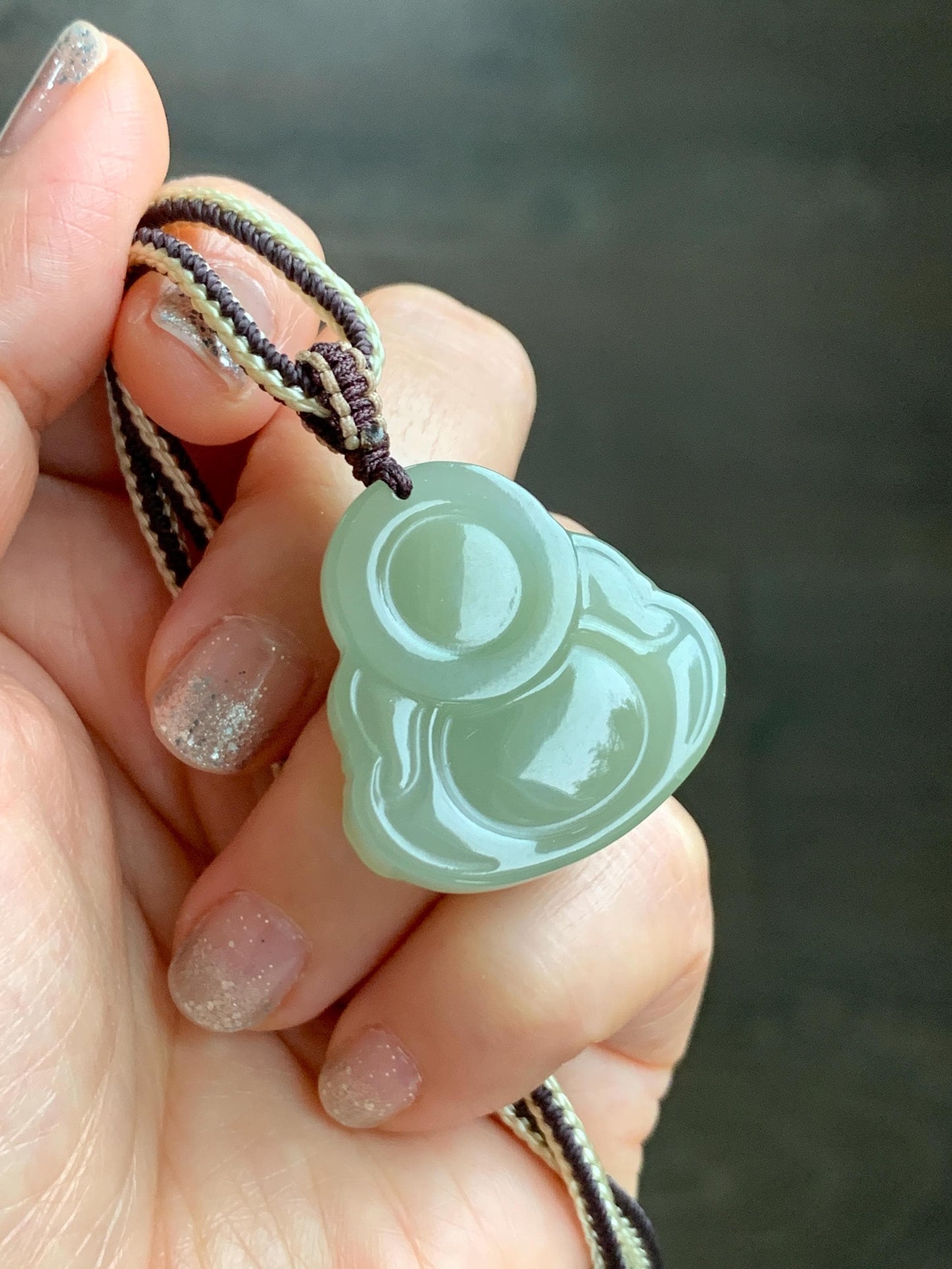 Certified Natural Nephrite Jade Icy Translucent Beige Large Buddha Pendant Rope Necklace Adjustable 28” 16g 天然和田玉冰糖黄佛公项链 158