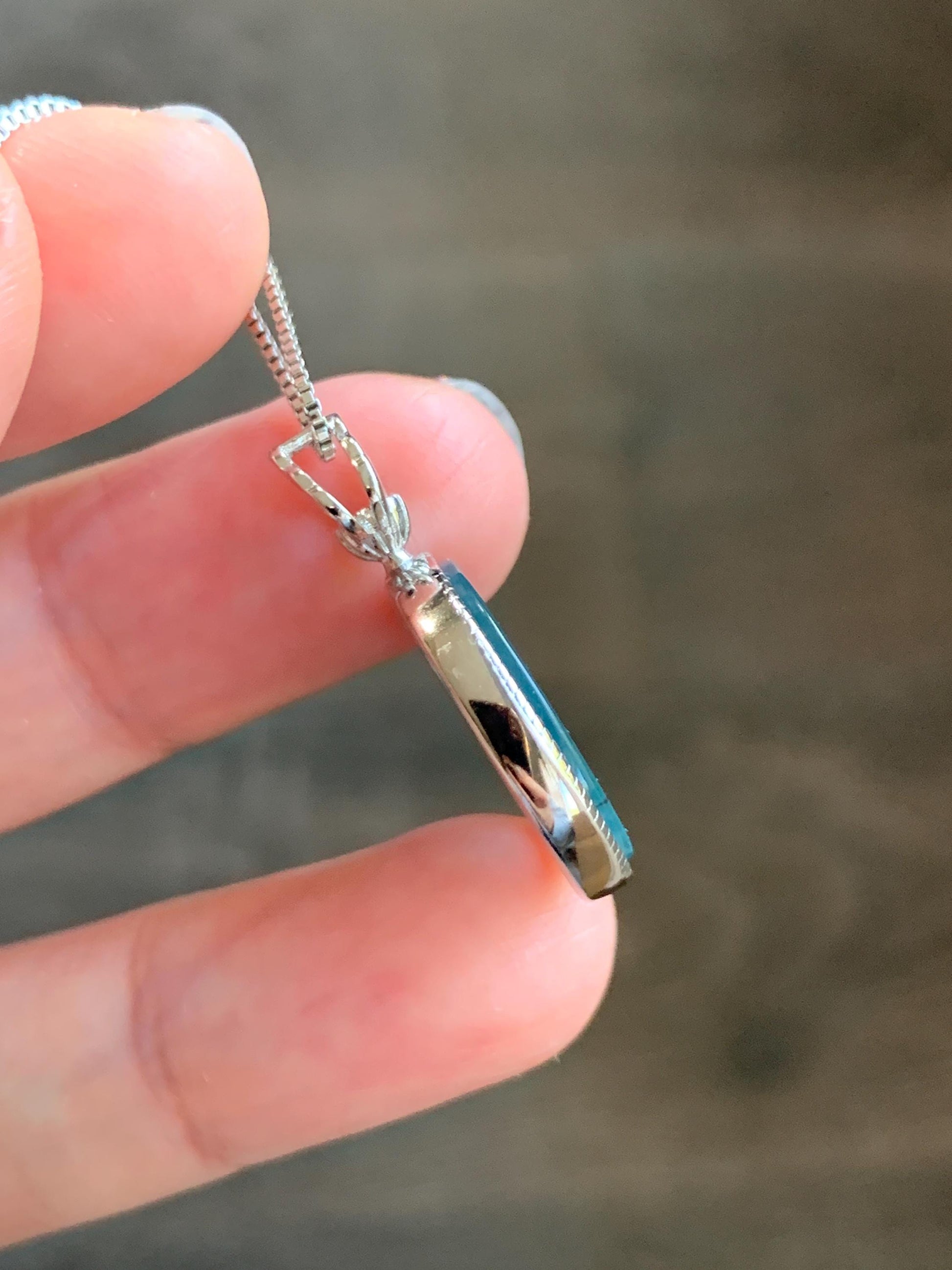 Natural Guatemalan Icy Translucent Dark Blue Jade Jadeite Mountain Ghost Eight Trigrams Coin Pendant Sterling Silver 天然冰危蓝翡翠精工山鬼币吊坠 YSG110