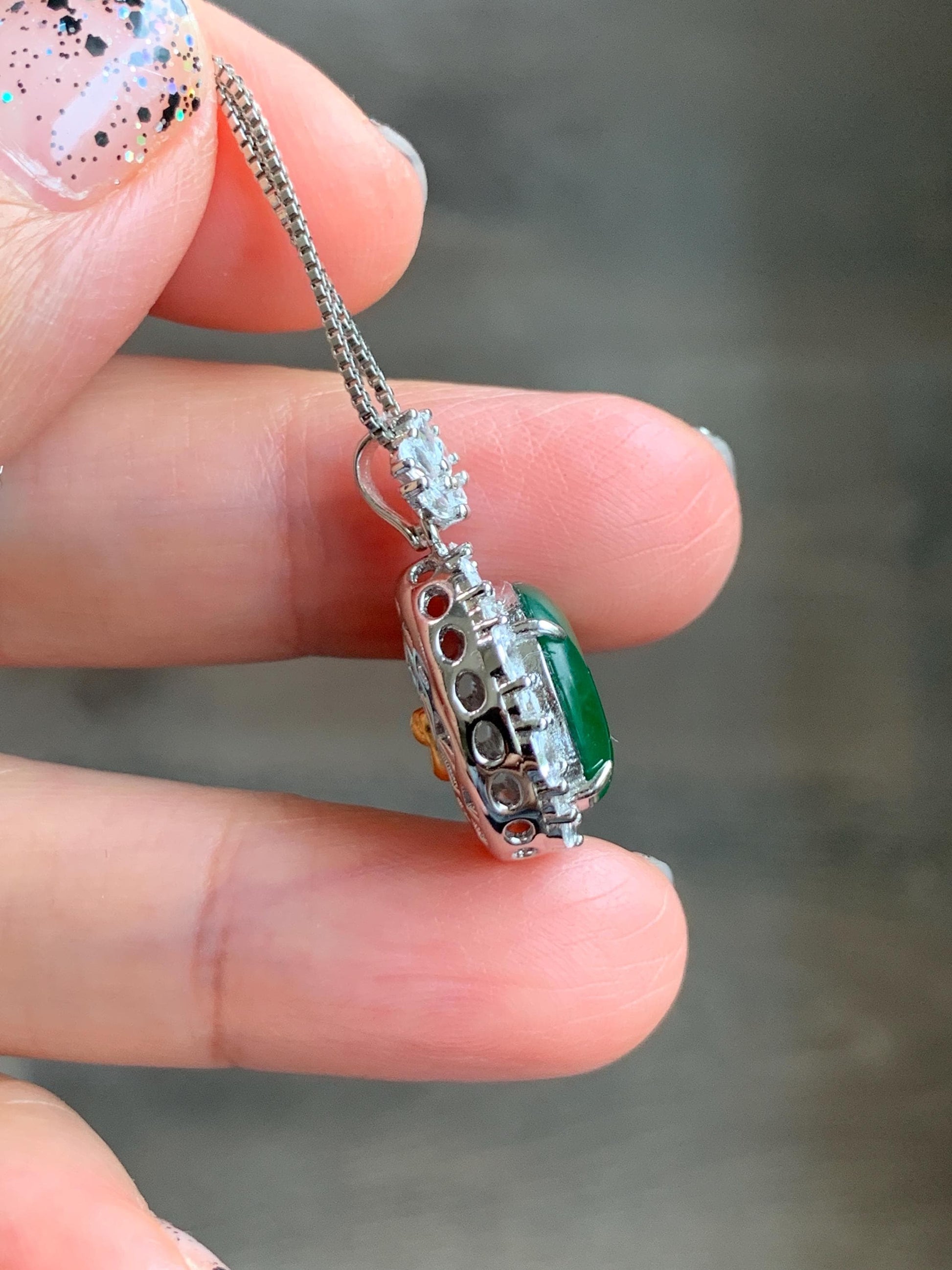 Certified Natural Grade A Guatemalan Icy Translucent Vibrant Green Jade Jadeite Ping An Kou Donut Pendant Sterling Silver 天然冰危绿翡翠平安扣吊坠 095