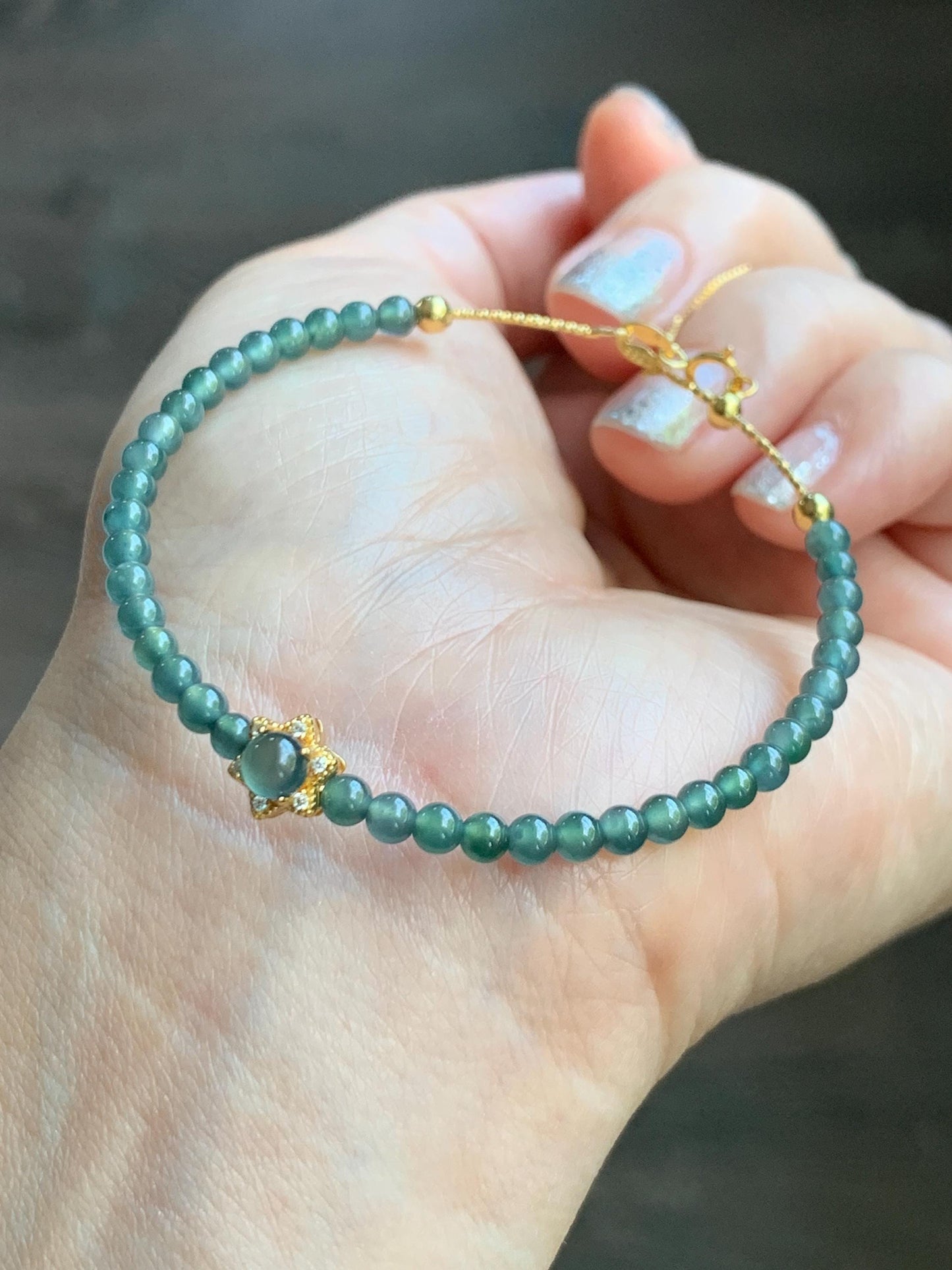 Natural Grade A Guatemalan Icy Translucent Teal Blue Jade Jadeite Wire Bangle Bracelet Sterling Silver Adjustable 天然冰危蓝绿翡翠潘多拉针式银手链 WLW143