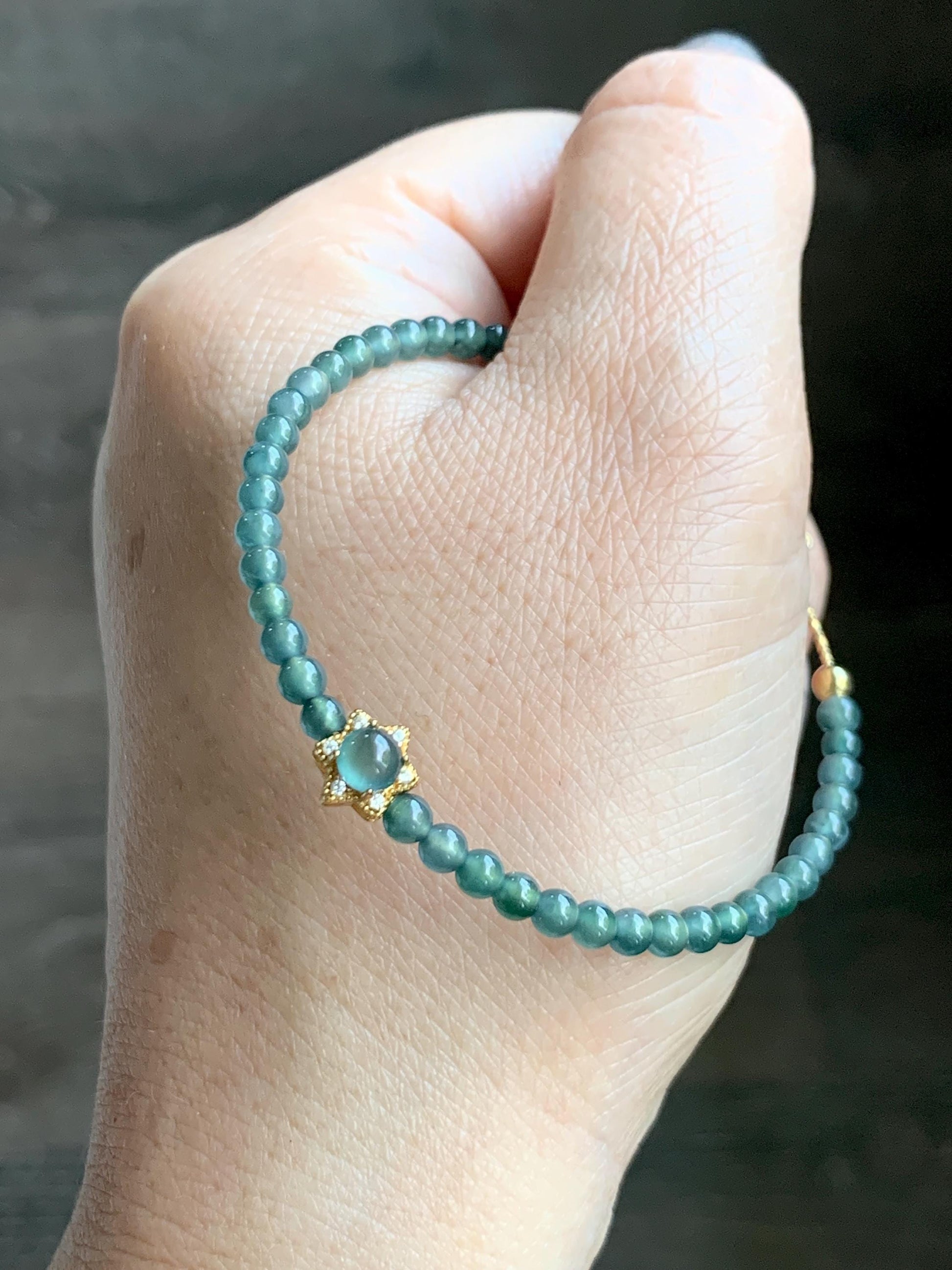Natural Grade A Guatemalan Icy Translucent Teal Blue Jade Jadeite Wire Bangle Bracelet Sterling Silver Adjustable 天然冰危蓝绿翡翠潘多拉针式银手链 WLW143