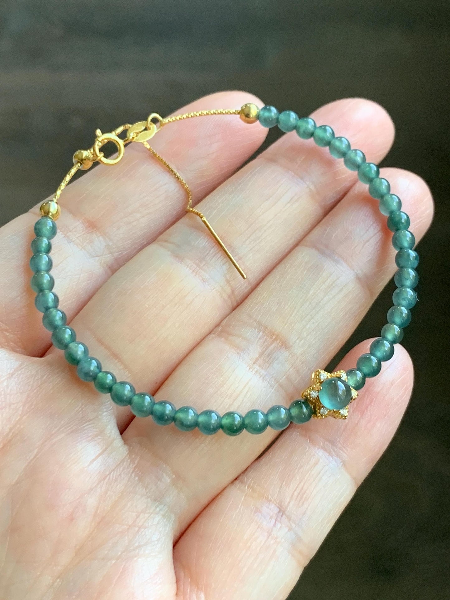 Natural Grade A Guatemalan Icy Translucent Teal Blue Jade Jadeite Wire Bangle Bracelet Sterling Silver Adjustable 天然冰危蓝绿翡翠潘多拉针式银手链 WLW143
