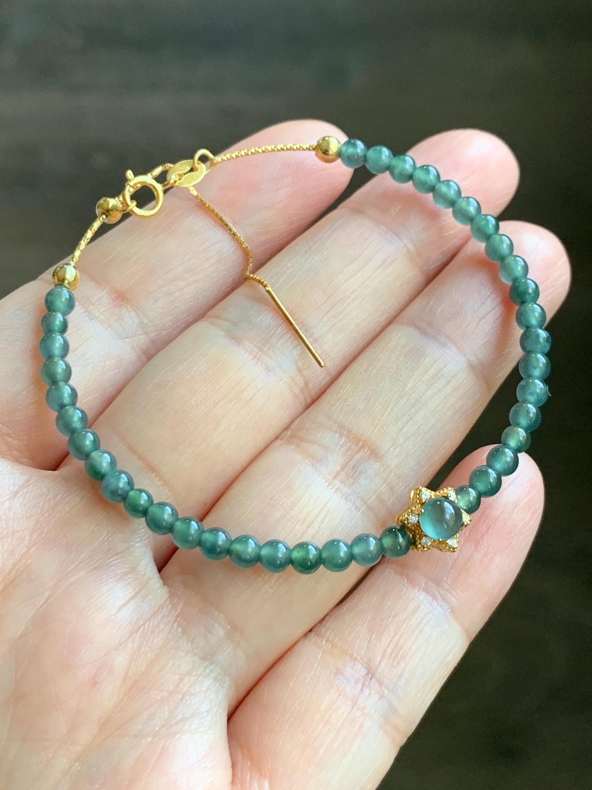 Natural Grade A Guatemalan Icy Translucent Teal Blue Jade Jadeite Wire Bangle Bracelet Sterling Silver Adjustable 天然冰危蓝绿翡翠潘多拉针式银手链 WLW143