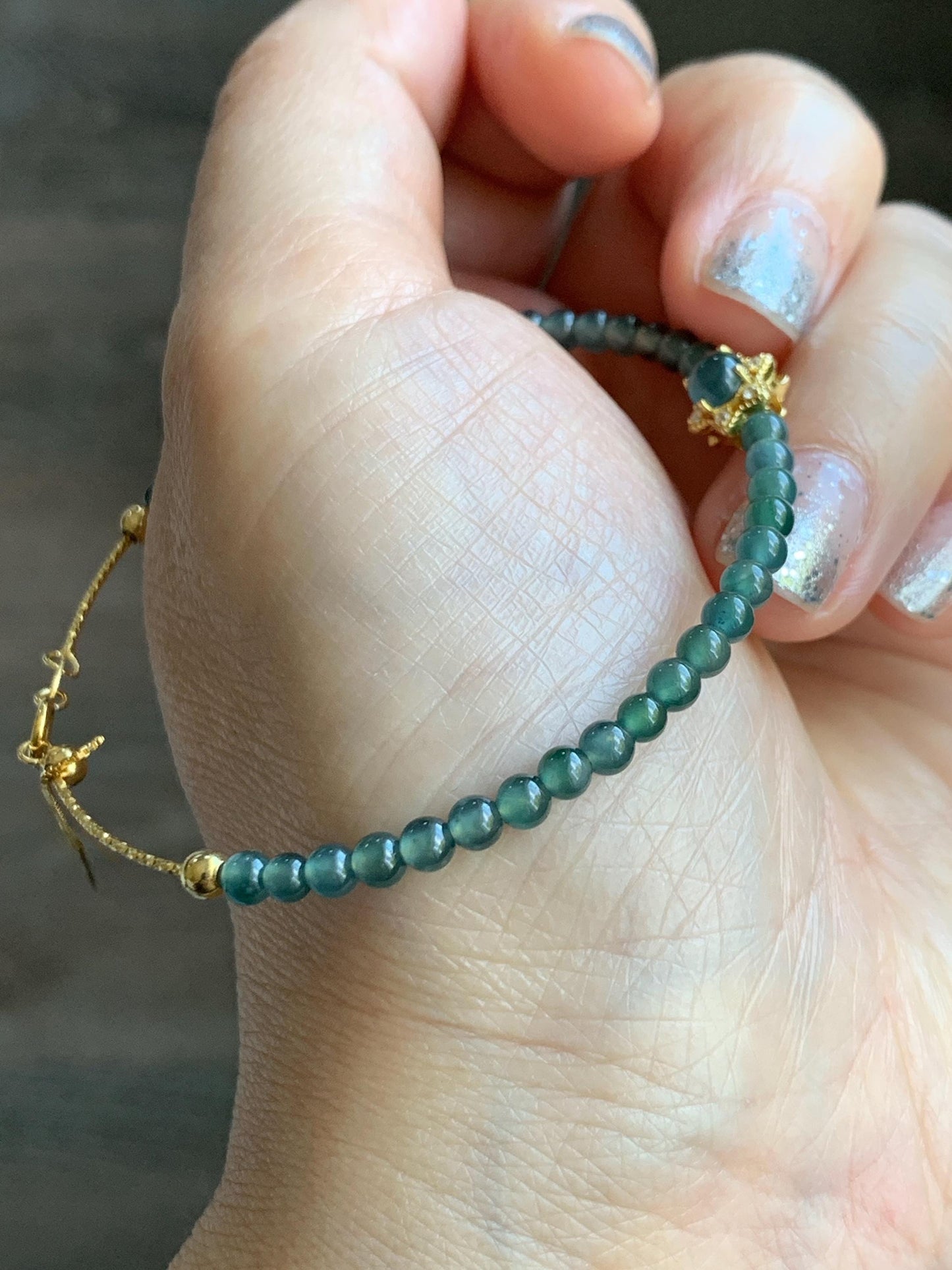 Natural Grade A Guatemalan Icy Translucent Teal Blue Jade Jadeite Wire Bangle Bracelet Sterling Silver Adjustable 天然冰危蓝绿翡翠潘多拉针式银手链 WLW143