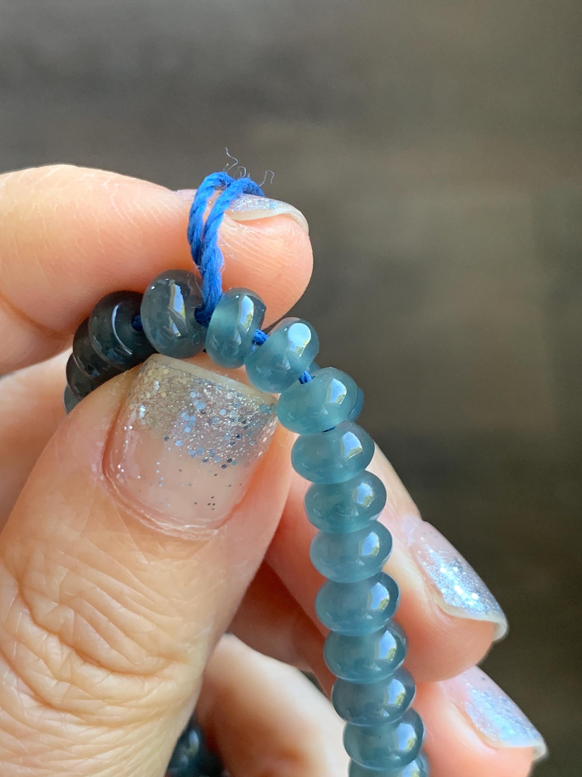 Certified Natural Grade A Guatemalan Icy Translucent Dusty Aegean Blue Jade Jadeite Small Drum Beads Beaded Bracelet 7” 15.5g 天然冰危蓝翡翠鼓珠手串491