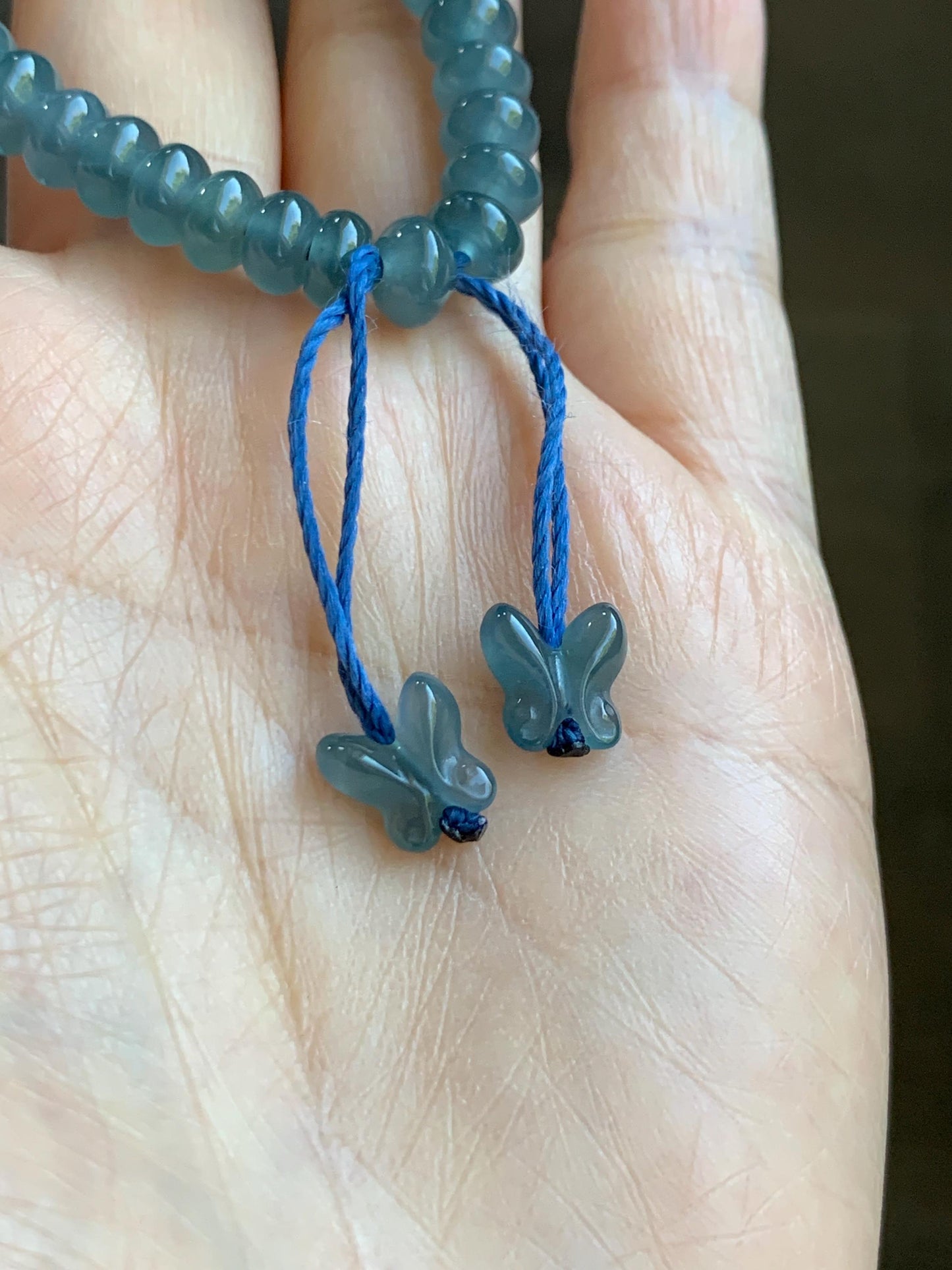 Certified Natural Grade A Guatemalan Icy Translucent Dusty Aegean Blue Jade Jadeite Small Drum Beads Beaded Bracelet 7” 15.5g 天然冰危蓝翡翠鼓珠手串491