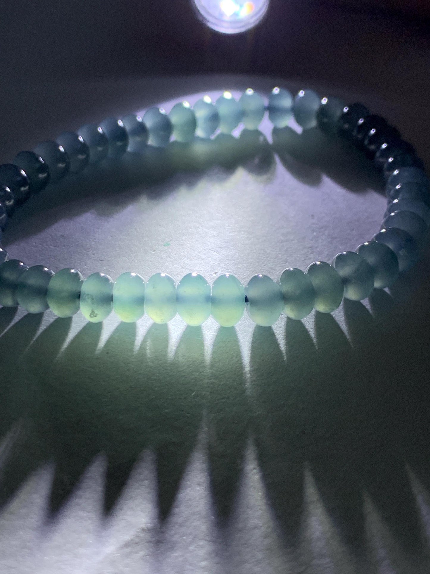 Certified Natural Grade A Guatemalan Icy Translucent Dusty Aegean Blue Jade Jadeite Small Drum Beads Beaded Bracelet 7” 15.5g 天然冰危蓝翡翠鼓珠手串491
