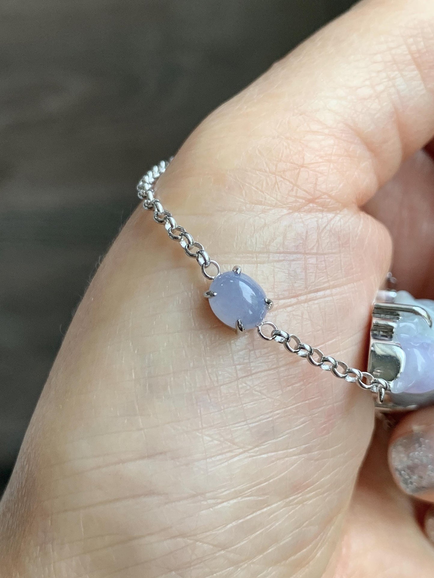 Certified Natural Grade A Icy Translucent Pastel Green Purple Jade Jadeite Goldfish Pendant Necklace Sterling Silver 16.5" 天然冰春彩翡翠金鱼锁骨链 172