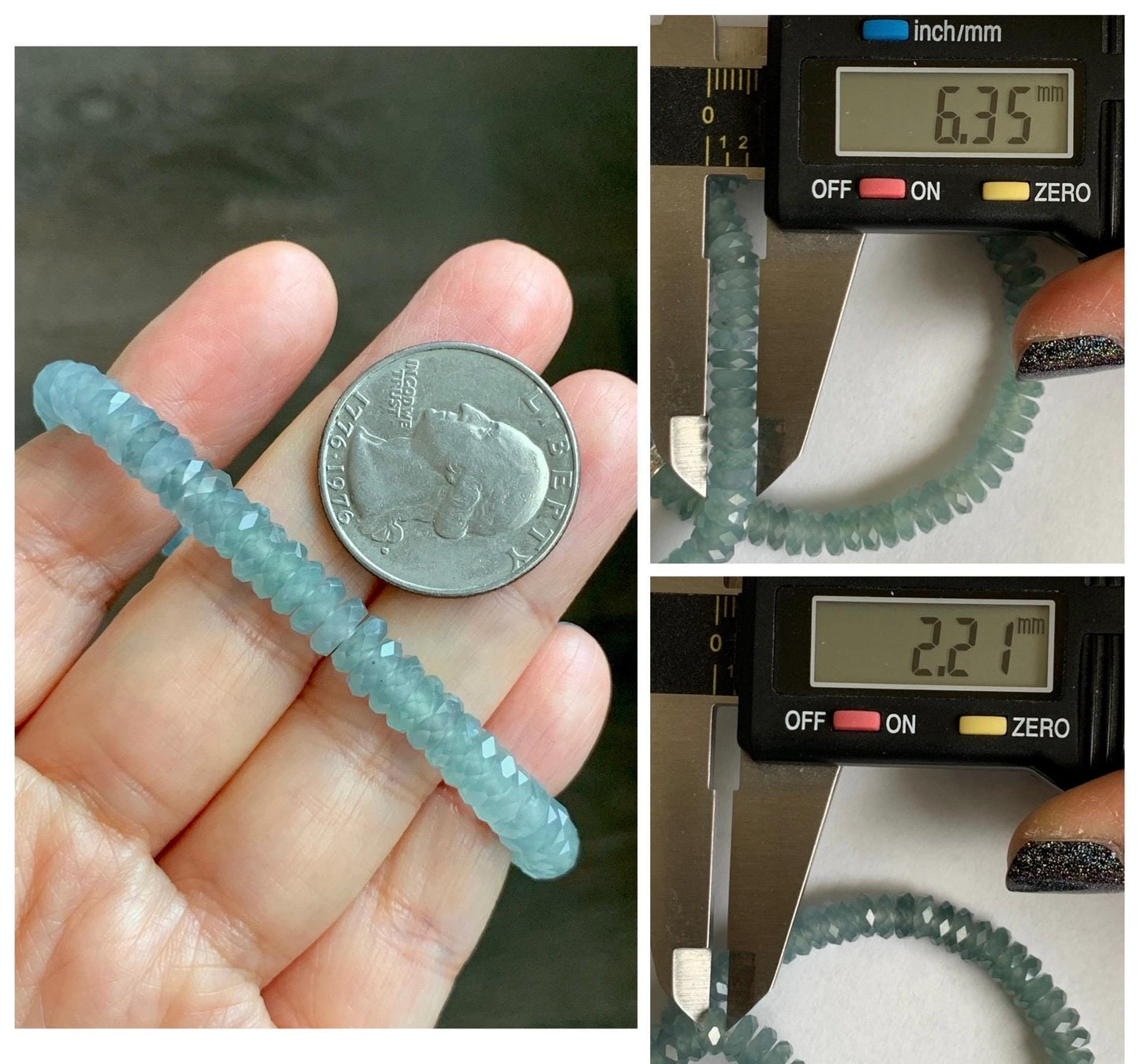 Natural Grade A Guatemalan Icy Highly Translucent Light Teal Jade Jadeite Faceted Flat Beads Beaded Bracelet 6.5” 13g 天然冰危浅蓝翡翠切割面珠手串 WLQ330