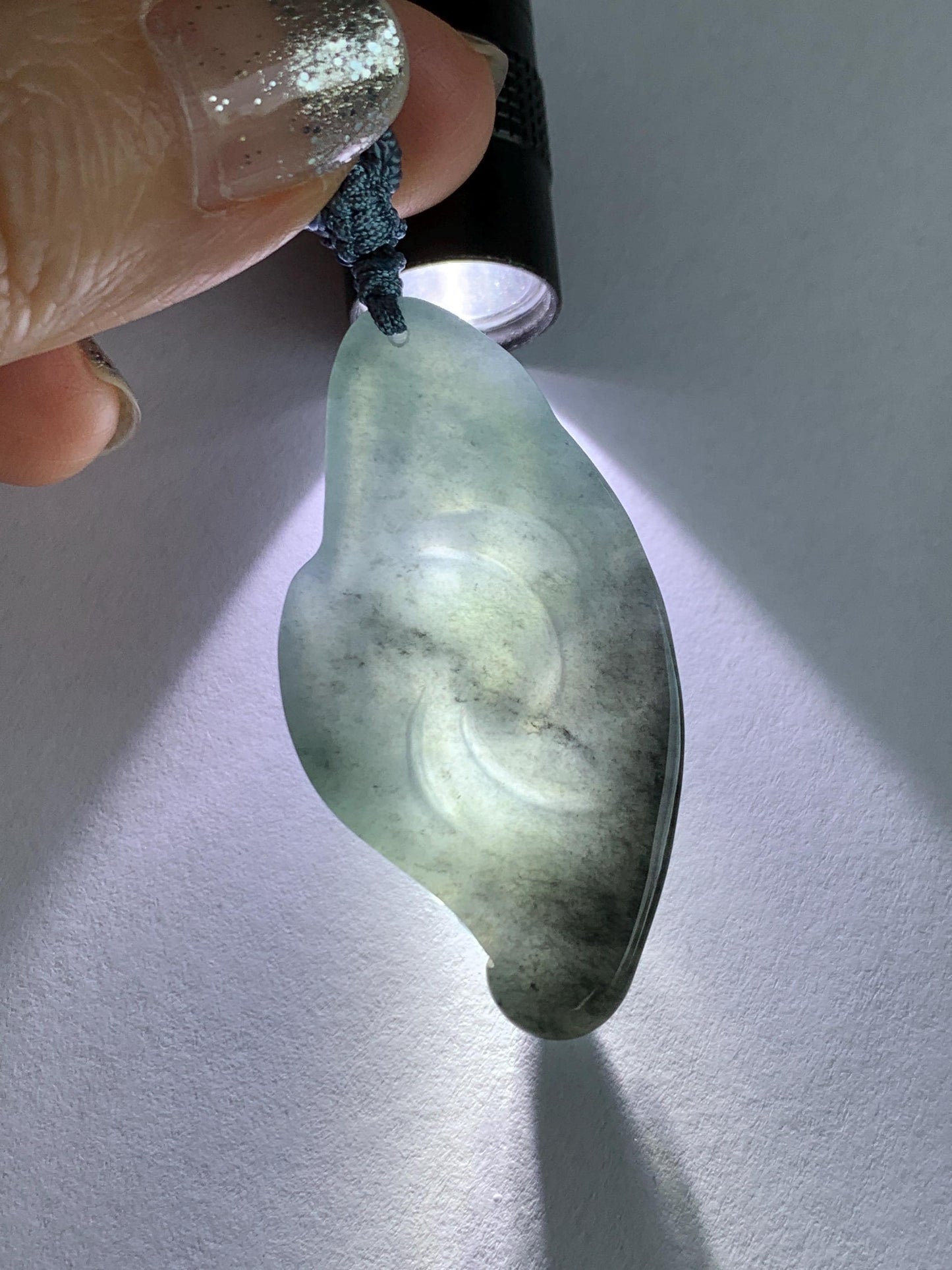 Natural Grade A Guatemalan Icy Translucent Dark Blue Wuji Jade Jadeite Carved Dragon Pendant Rope Necklace 28” 28g 天然冰危蓝乌鸡翡翠龙牌吊坠 WWL198