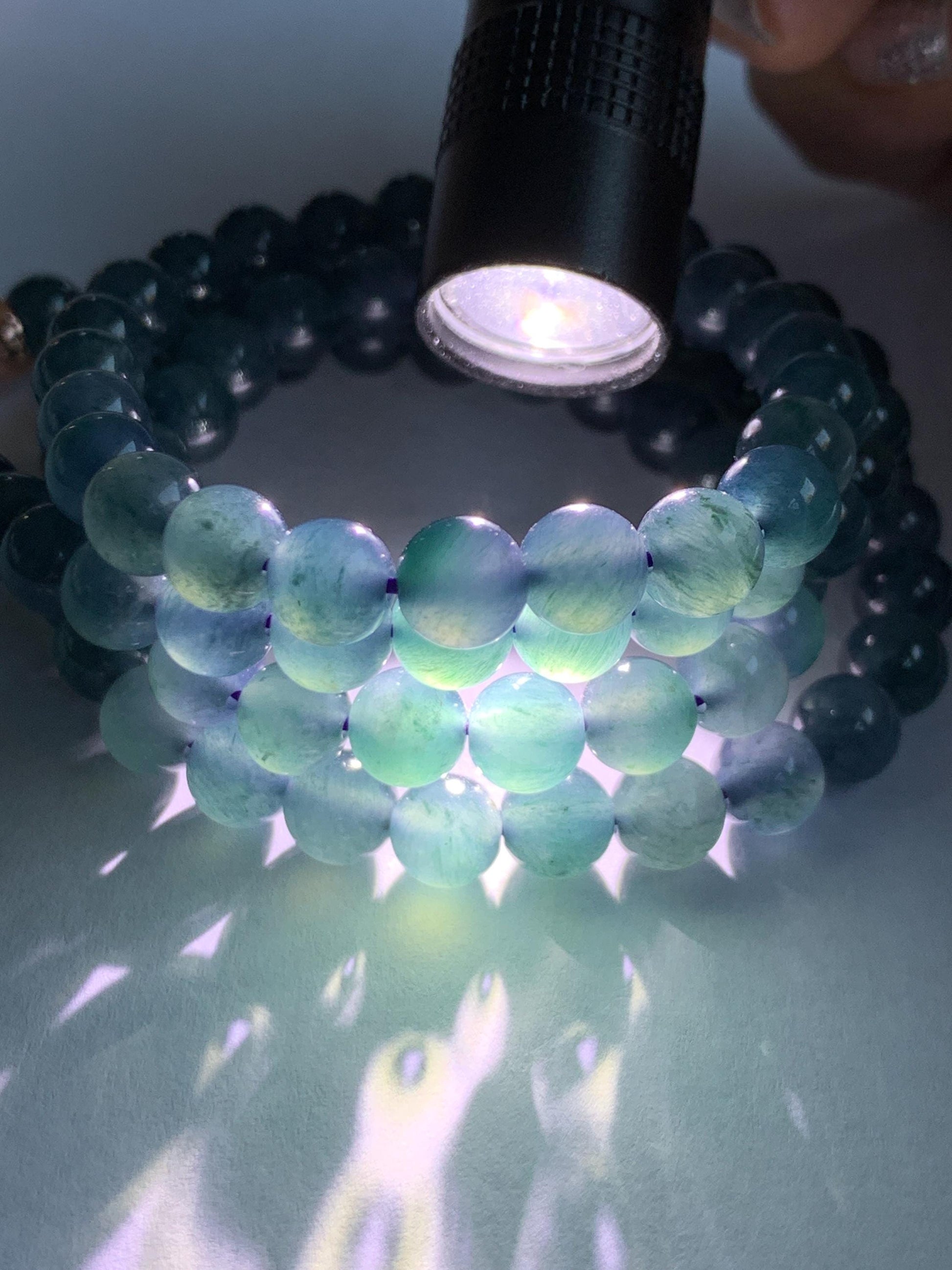 Certified Natural Grade A Guatemalan Icy Highly Translucent Dark Aegean Blue Jade Jadeite Beaded Necklace 5.2mm 24” 46g 天然冰胶危牛仔蓝翡翠圆珠项链 492