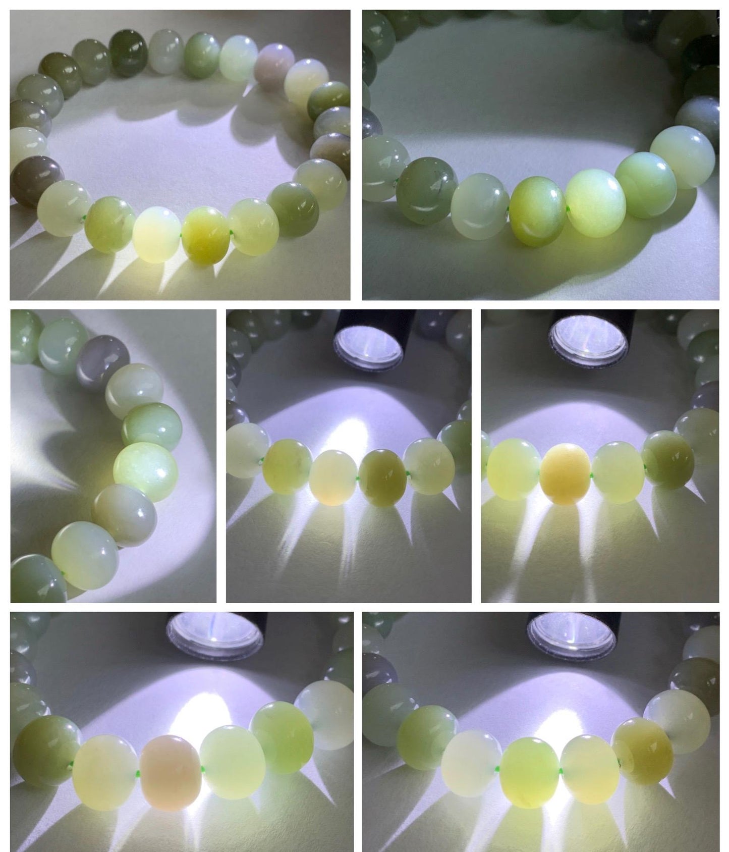 Natural Nephrite Jade Multicolored Translucent Large Drum Beads Beaded Bracelet Stretchy 6.75” 28g 天然和田玉多宝鼓珠手串 HTDB220
