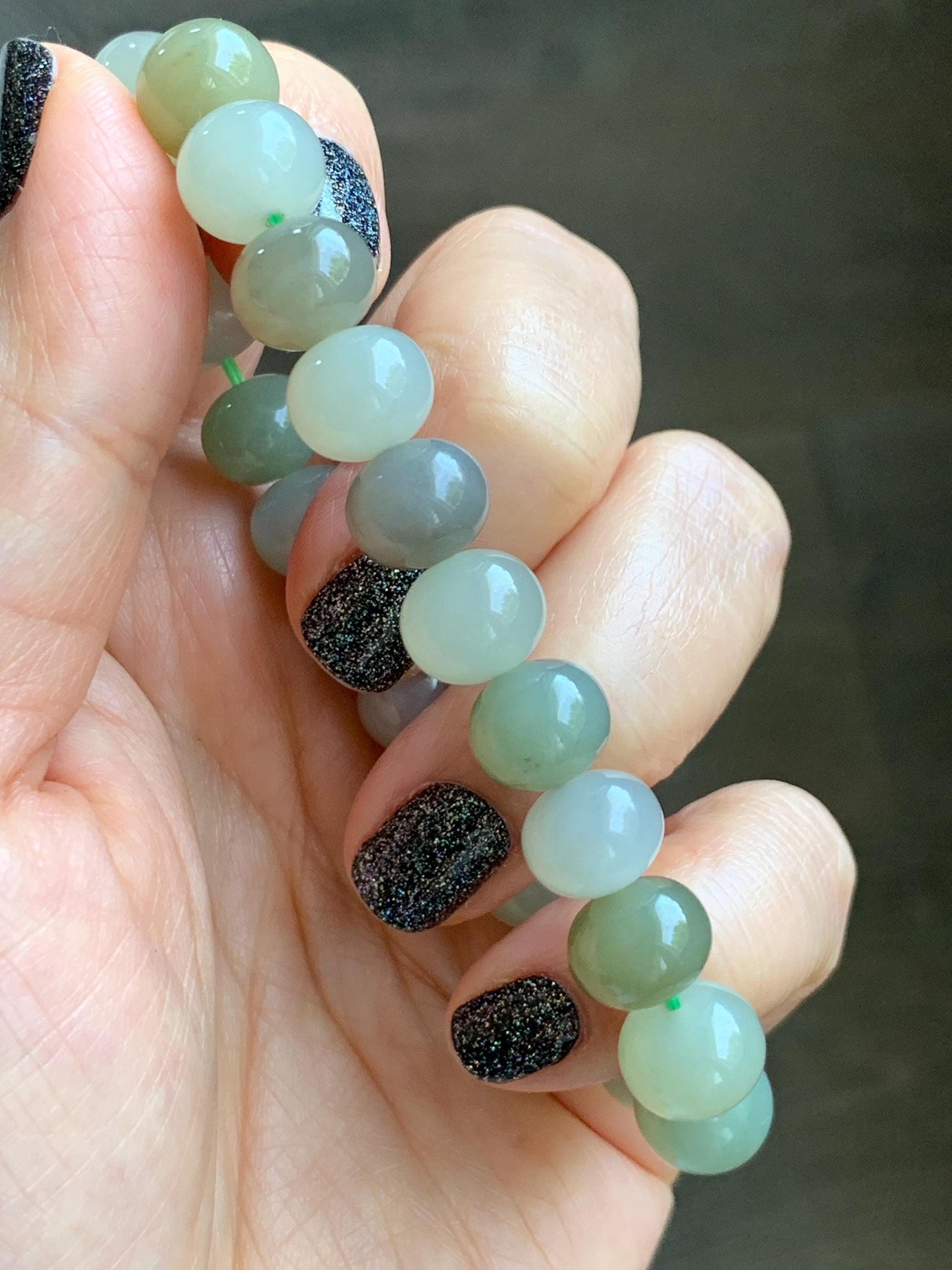 Natural Nephrite Jade Multicolored Translucent Large Drum Beads Beaded Bracelet Stretchy 6.75” 28g 天然和田玉多宝鼓珠手串 HTDB220