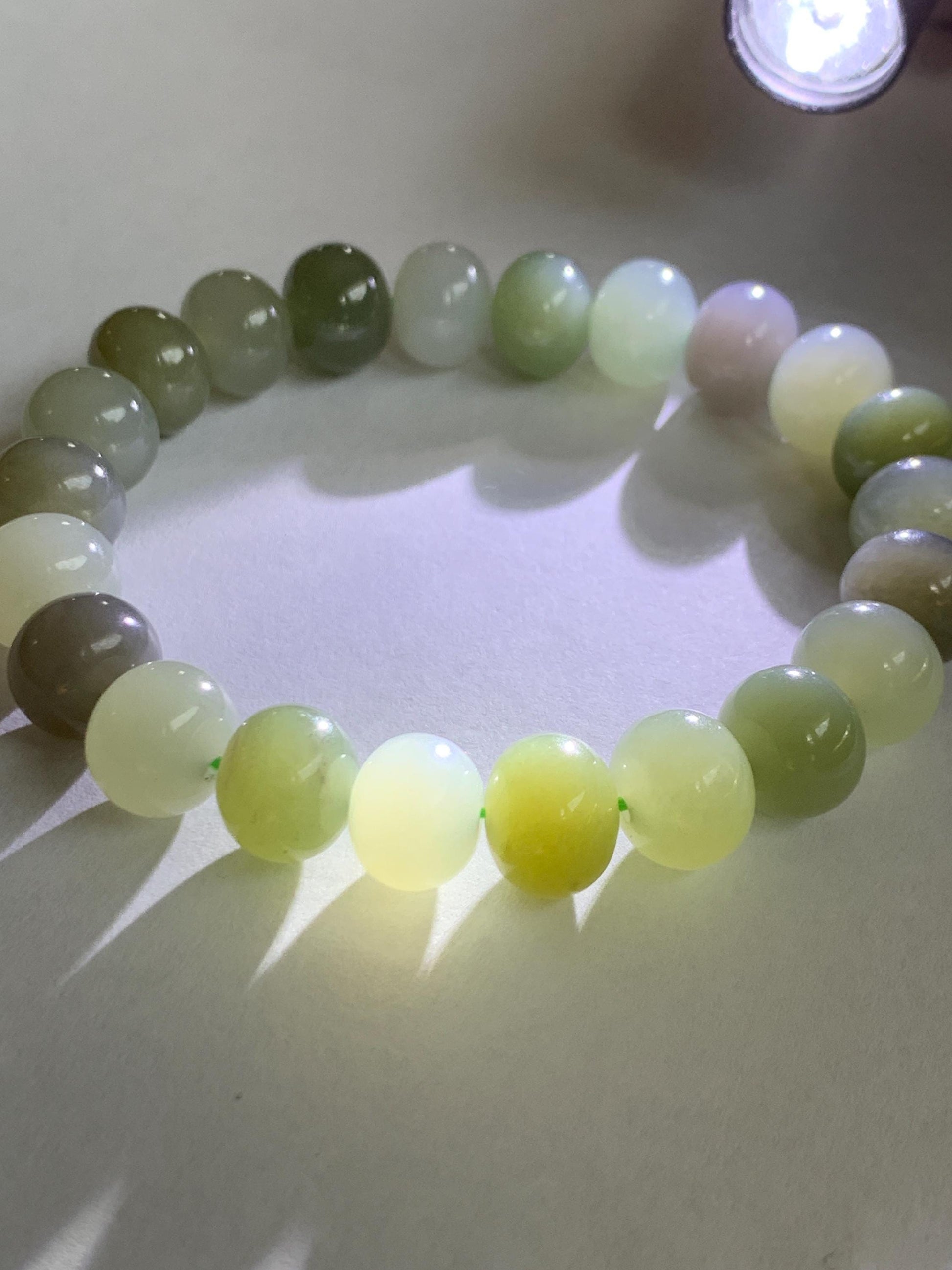 Natural Nephrite Jade Multicolored Translucent Large Drum Beads Beaded Bracelet Stretchy 6.75” 28g 天然和田玉多宝鼓珠手串 HTDB220