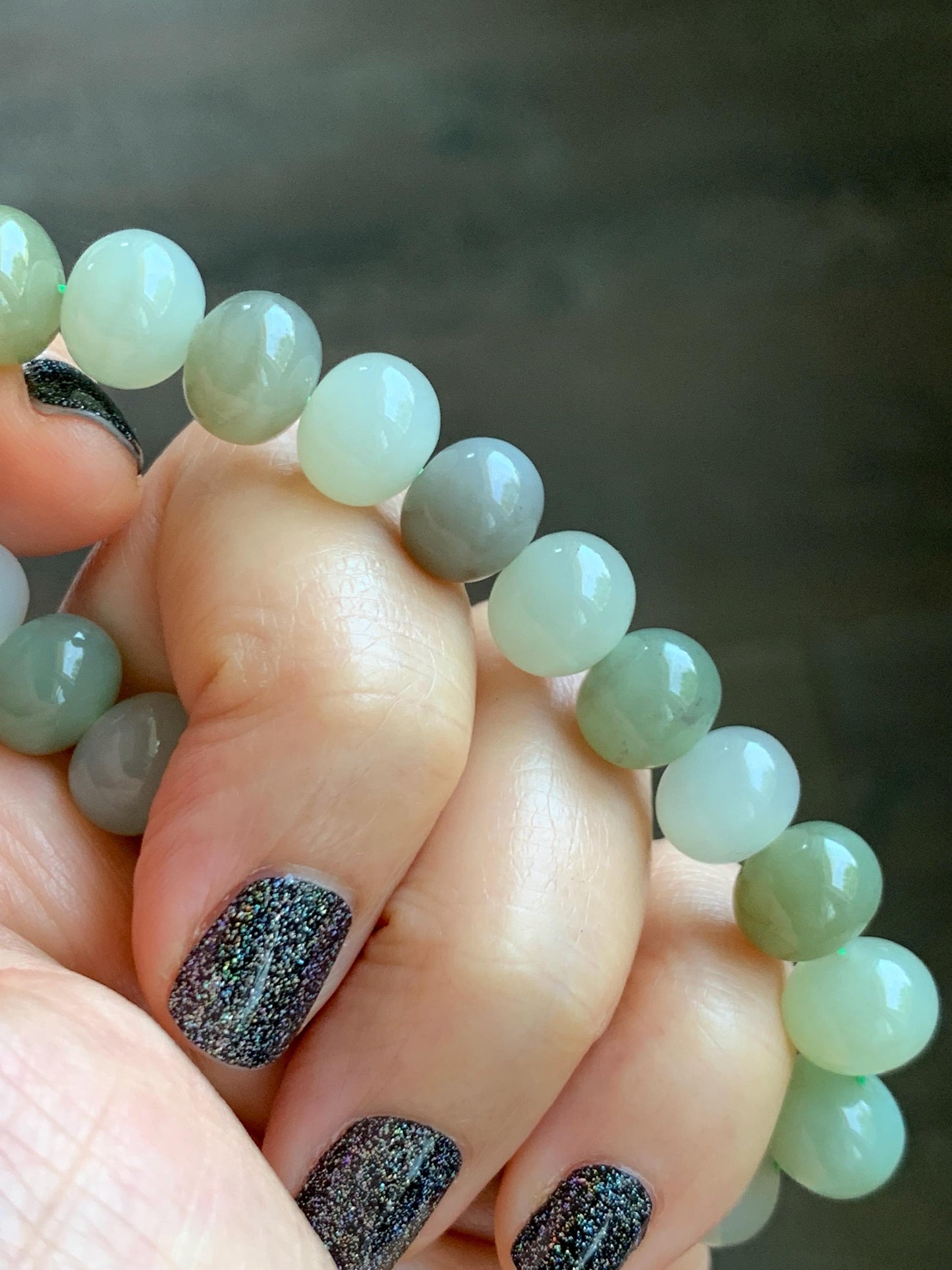 Natural Nephrite Jade Multicolored Translucent Large Drum Beads Beaded Bracelet Stretchy 6.75” 28g 天然和田玉多宝鼓珠手串 HTDB220