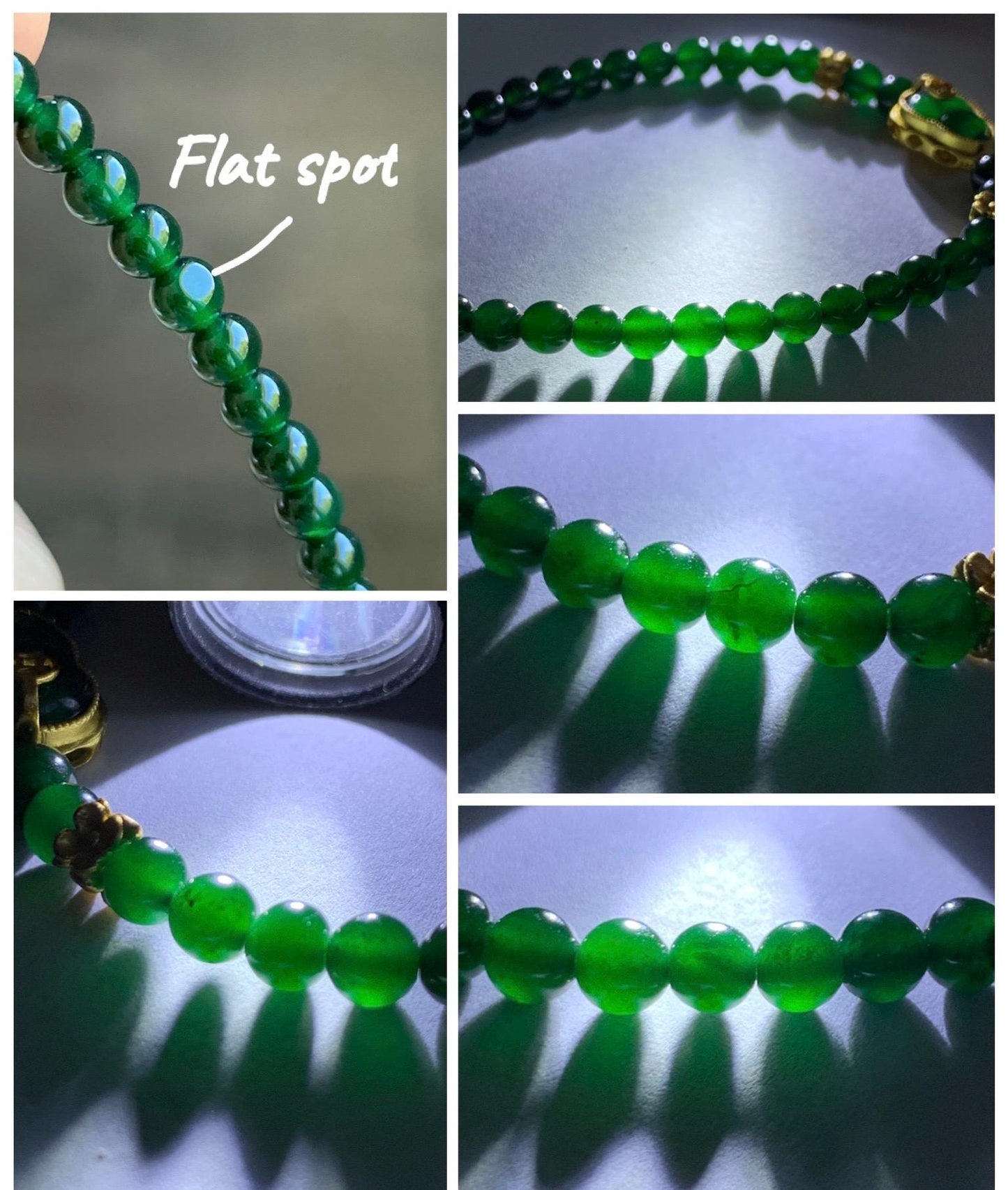 Natural Grade A Guatemalan Icy Translucent Dark Green Jade Jadeite Gourd Charm Petite Beads Beaded Bracelet 6.75” 天然冰危绿翡翠葫芦小圆珠手串 WLH391