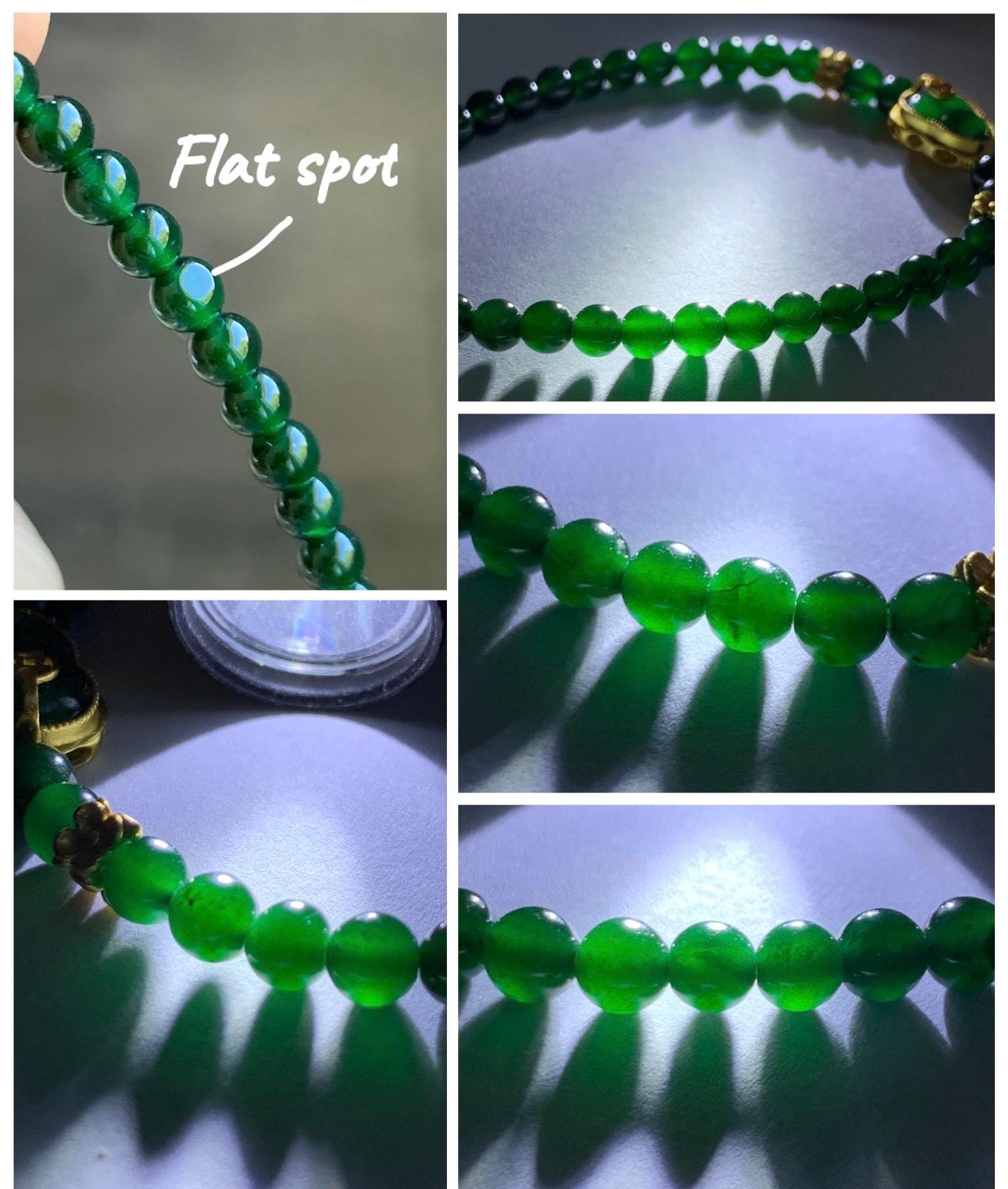 Natural Grade A Guatemalan Icy Translucent Dark Green Jade Jadeite Gourd Charm Petite Beads Beaded Bracelet 6.75” 天然冰危绿翡翠葫芦小圆珠手串 WLH391