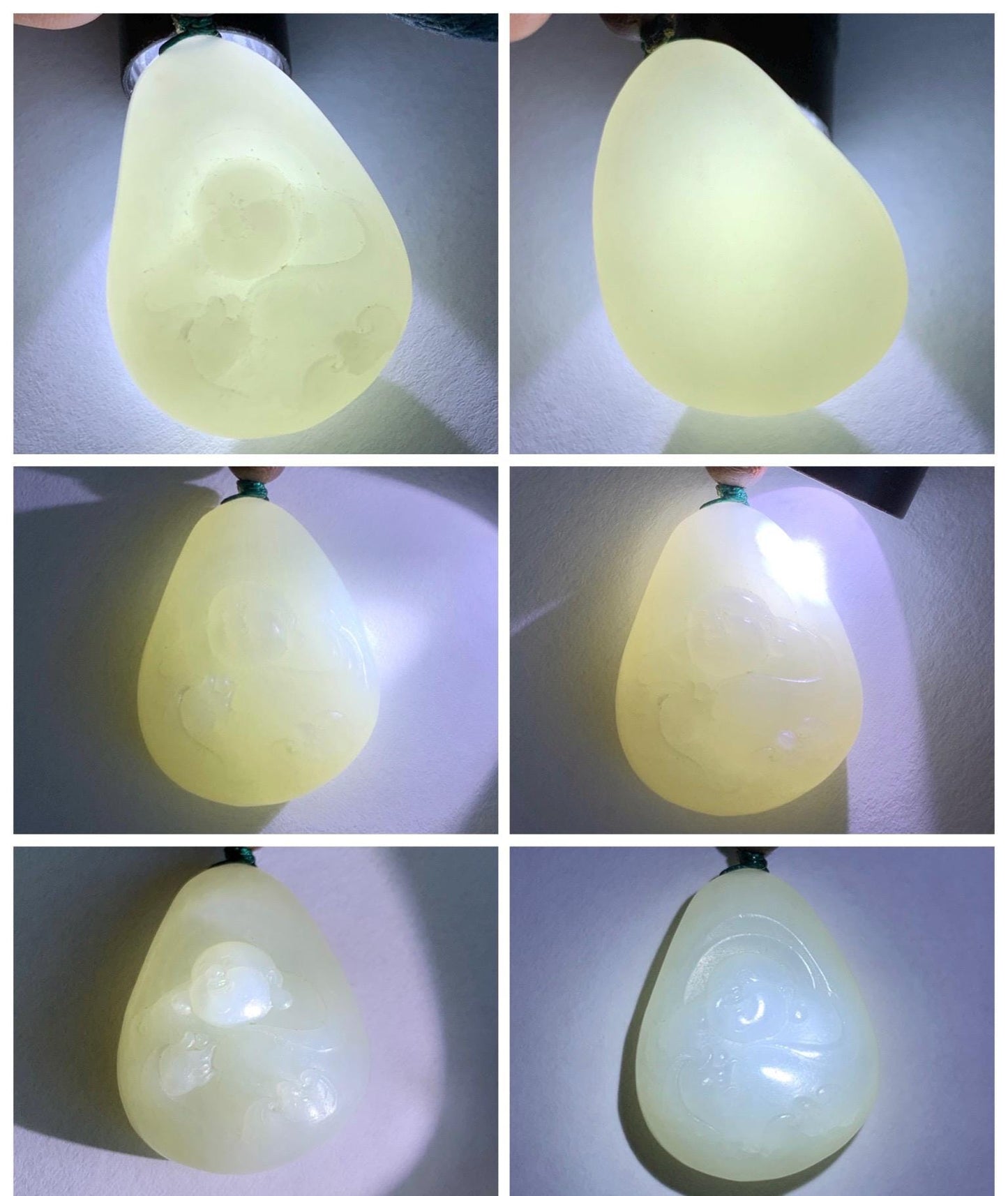 Natural Nephrite Jade Translucent Milky White Buddha Pendant Rope Necklace Adjustable 25” 15g 天然白玉佛公项链 HTB138
