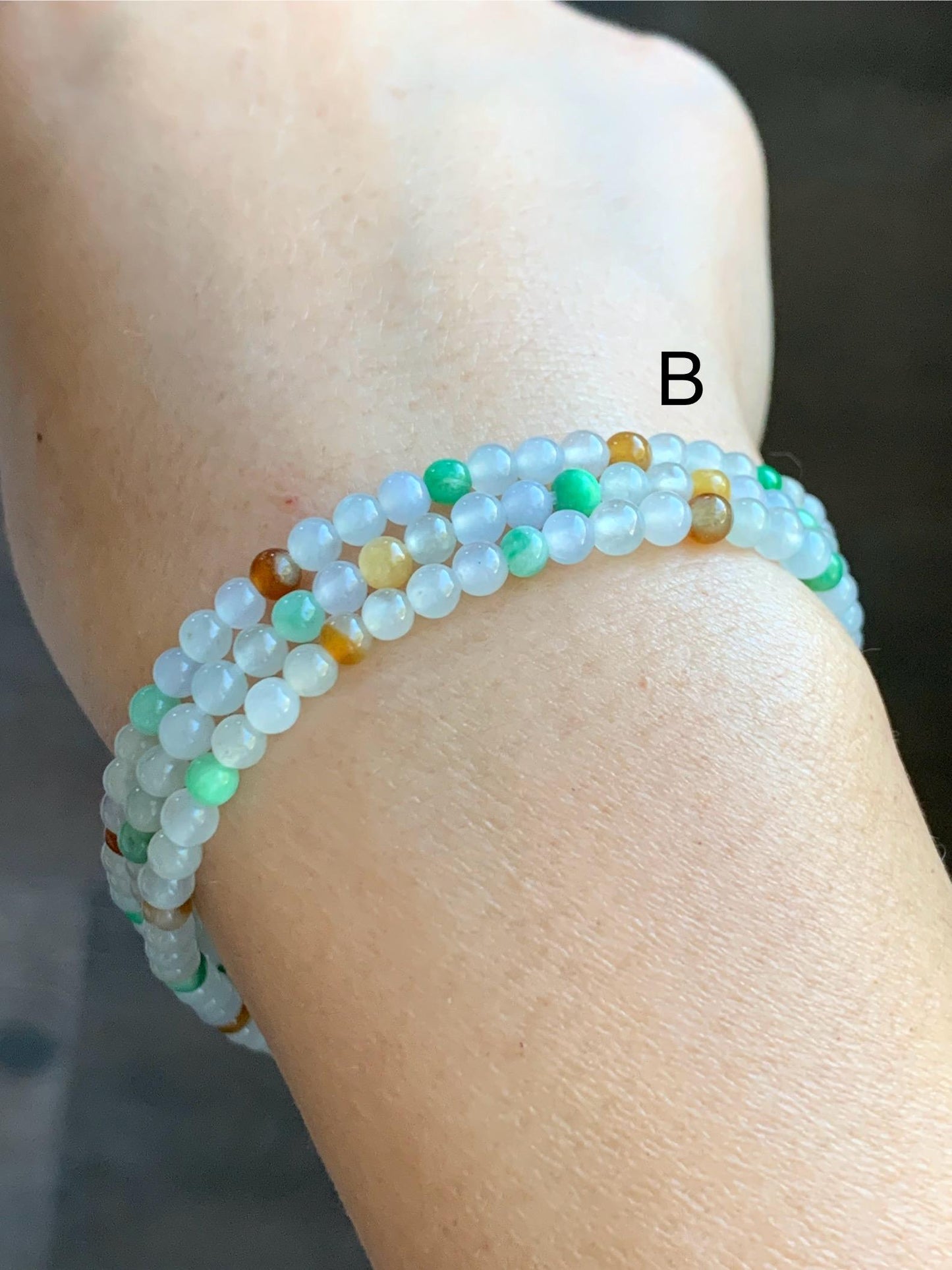 Grade A Natural Icy Translucent Multicolored Jade Jadeite Petite Beads Beaded Necklace 3.5mm 24” 15g 天然冰多宝翡翠小圆珠项链 MDBX