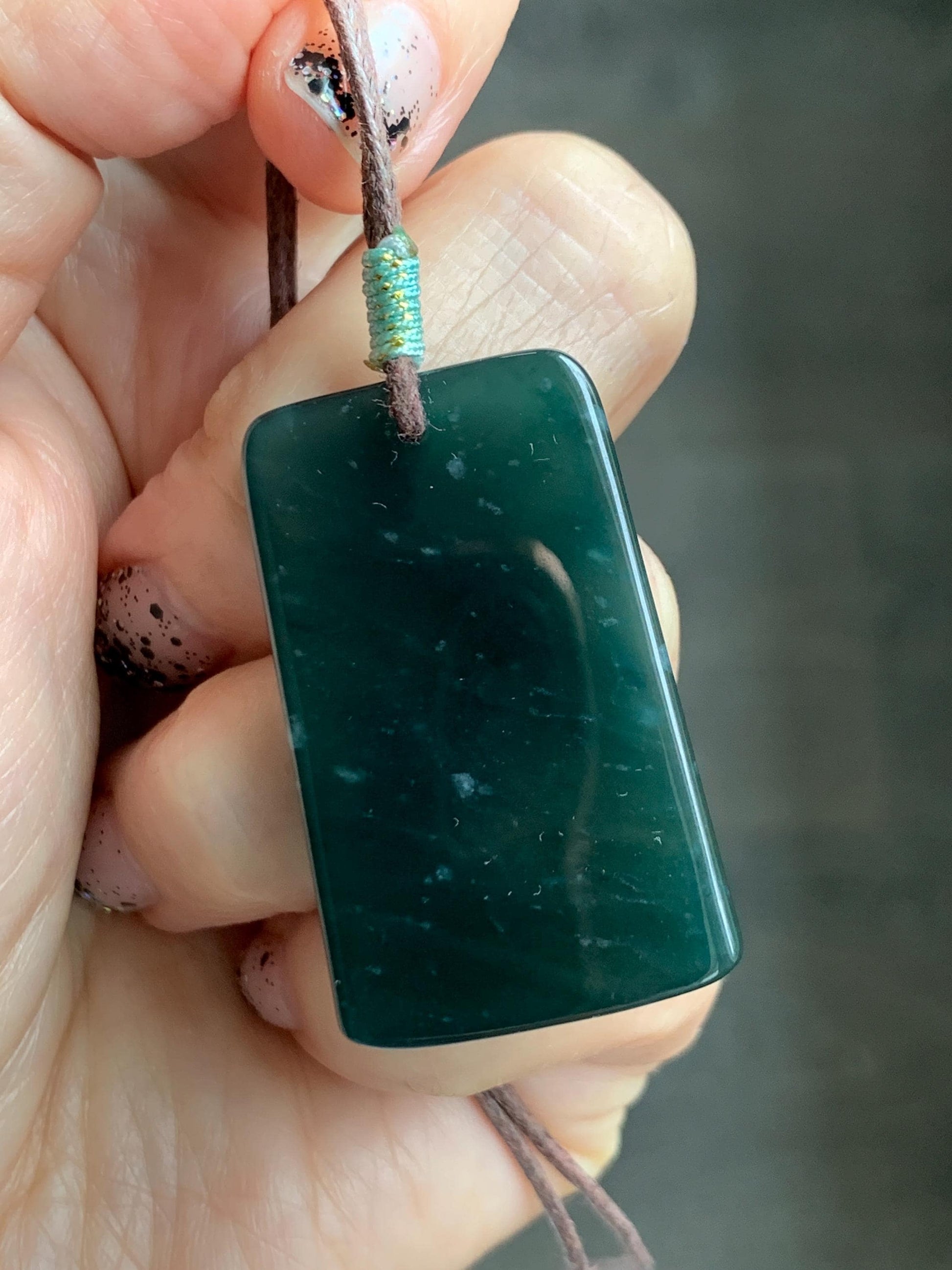 Natural Grade A Guatemalan Icy Translucent Dark Teal Blue Jade Jadeite Cherry Blossom Branch Pendant Rope Necklace 28” 天然冰危深蓝翡翠梅花枝吊坠 LWL248