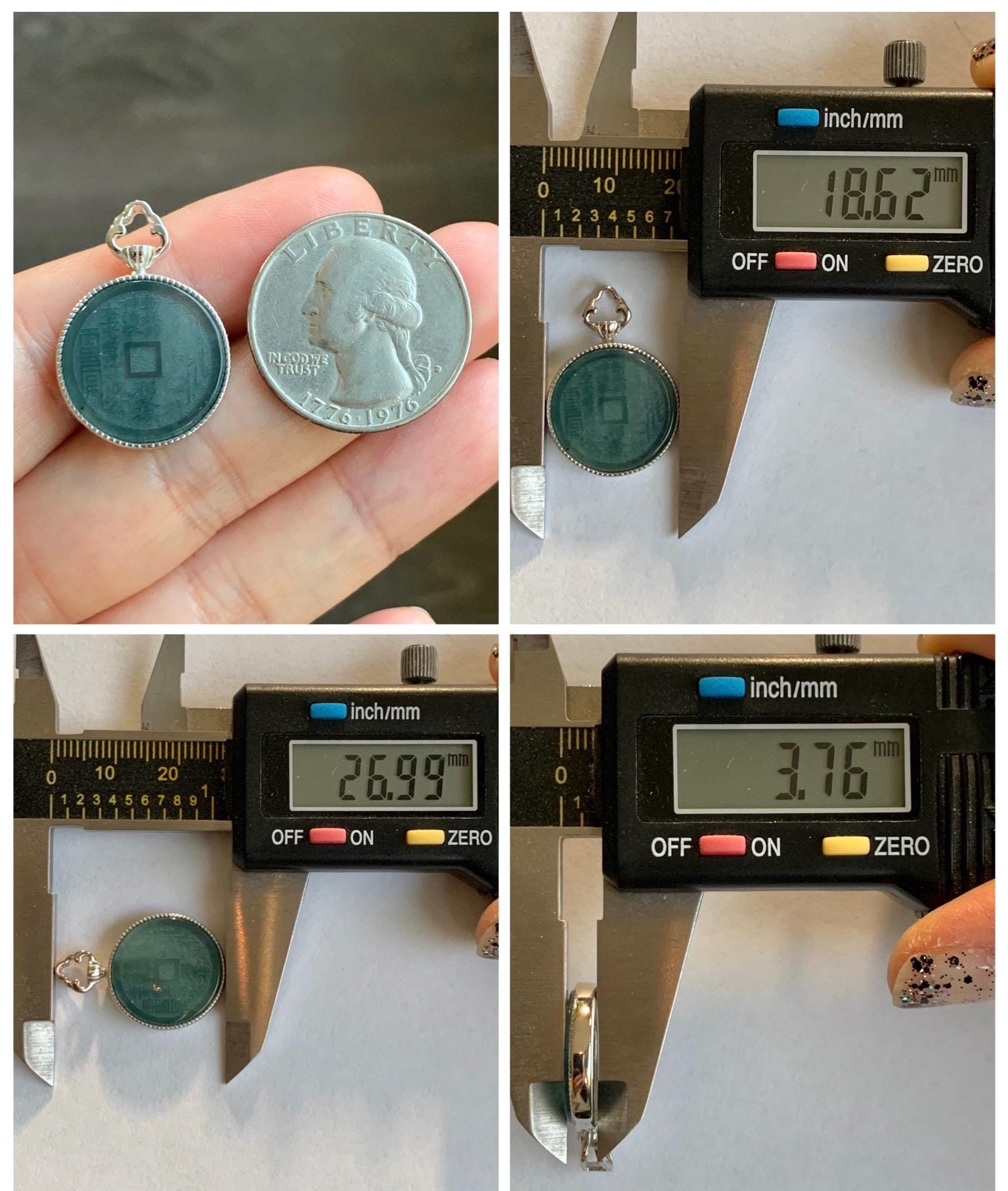 Natural Guatemalan Icy Translucent Dark Blue Jade Jadeite Mountain Ghost Eight Trigrams Coin Pendant Sterling Silver 天然冰危蓝翡翠精工山鬼币吊坠 YSG110