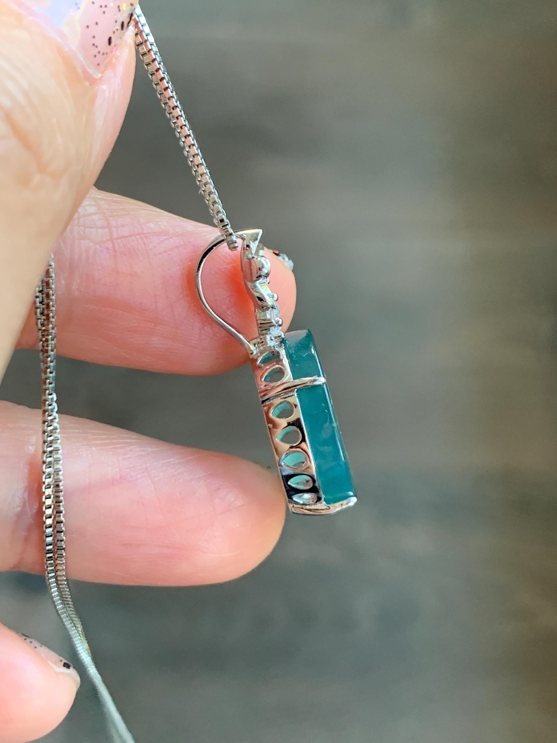 Natural Guatemalan Icy Translucent Dark Blue Jade Jadeite Mountain Ghost Eight Trigrams Coin Pendant Sterling Silver 天然冰危深蓝绿翡翠精工山鬼币吊坠 YSG107
