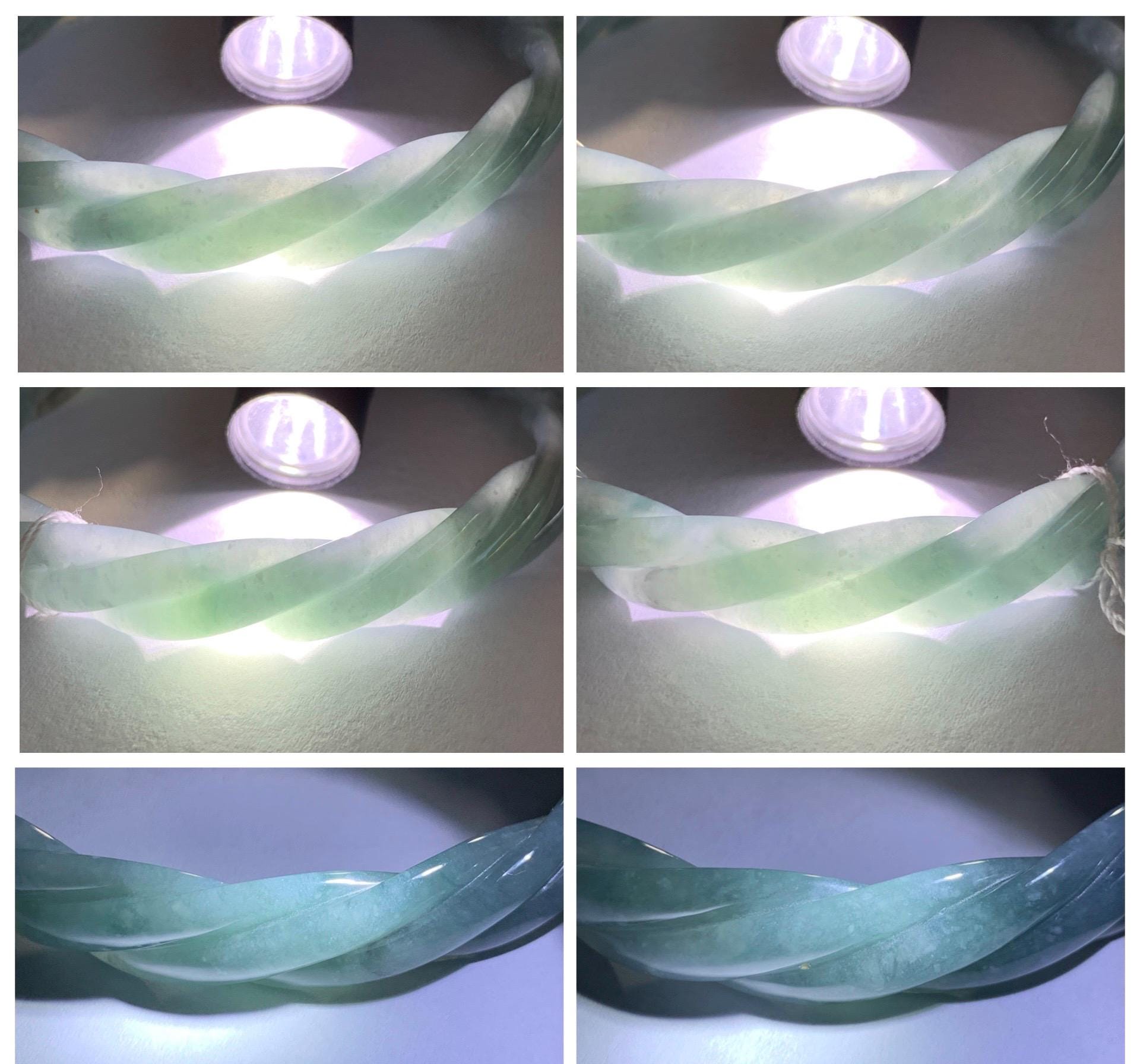 Certified Natural Grade A Guatemalan Icy Translucent Dusty Blue Wuji Jade Jadeite Carved Braid Bangle 60mm 7.4” 31g 天然冰危暗蓝乌鸡翡翠麻花手镯 085