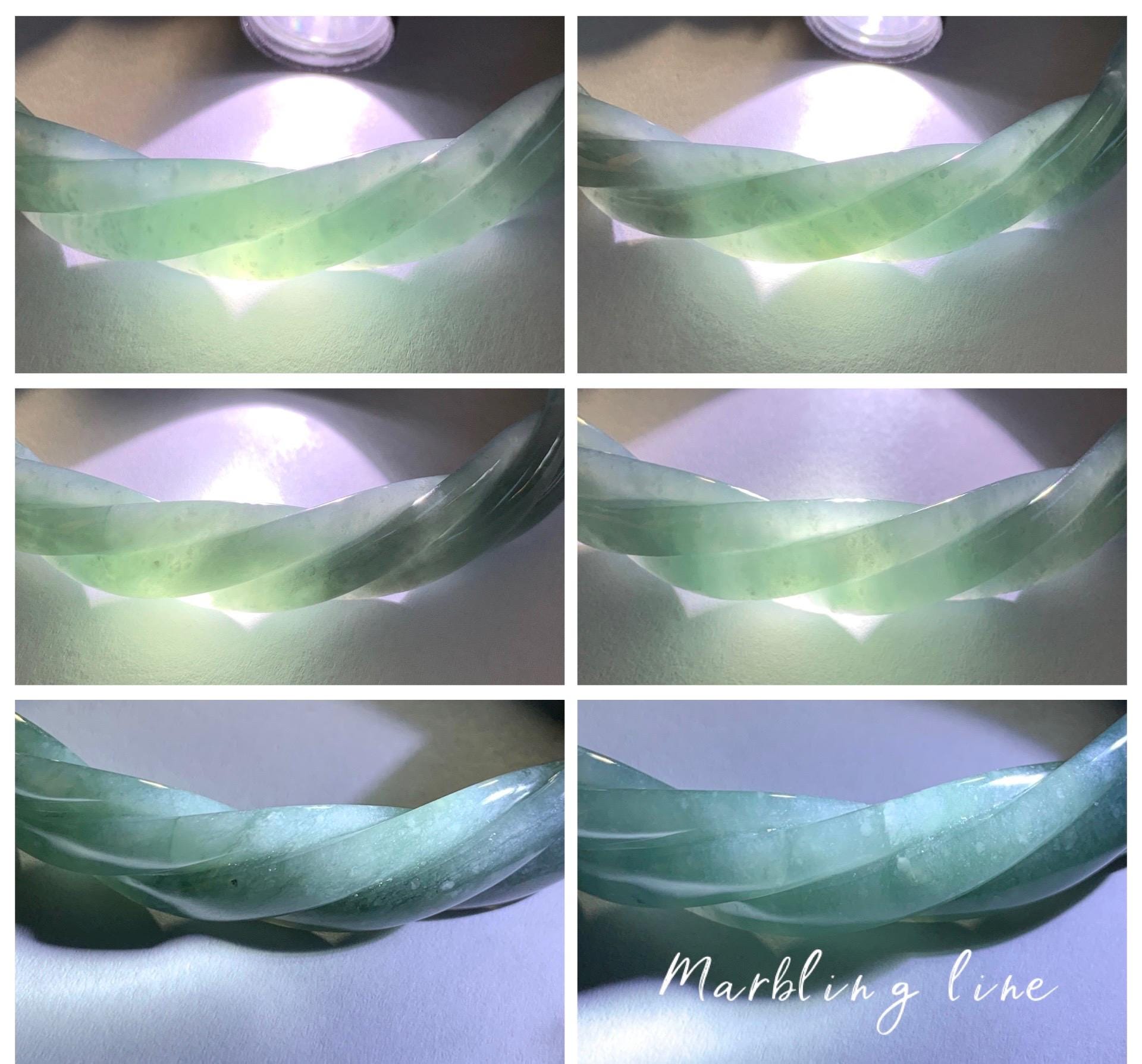 Certified Natural Grade A Guatemalan Icy Translucent Dusty Blue Wuji Jade Jadeite Carved Braid Bangle 61.6mm 7.6” 38g 天然冰危暗蓝乌鸡翡翠麻花手镯 086