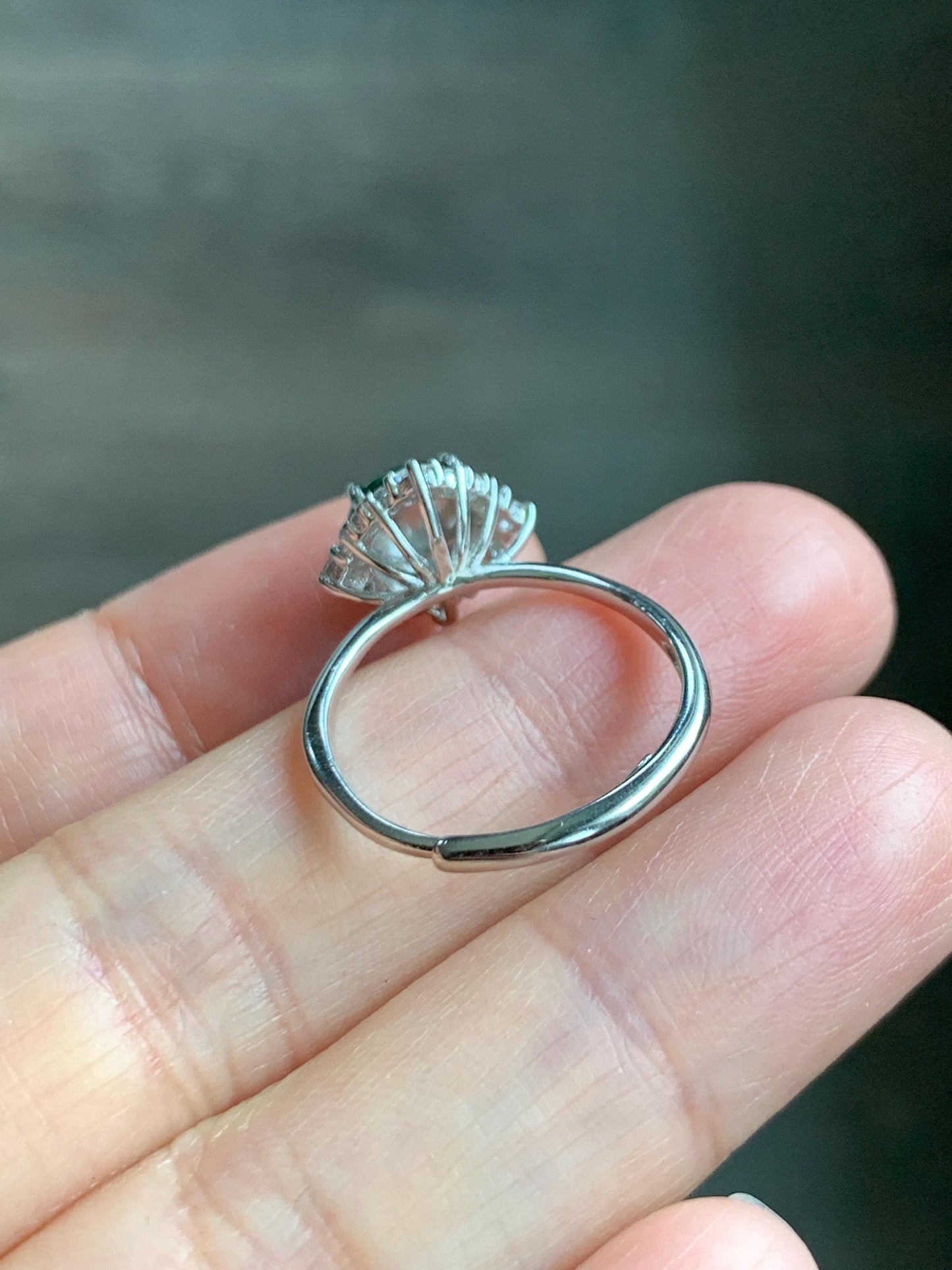 Natural Grade A Guatemalan Icy Translucent Vibrant Green Jade Jadeite Ring Sterling Silver Size Adjustable 天然冰危绿翡翠蛋面银镶戒指 WRL110
