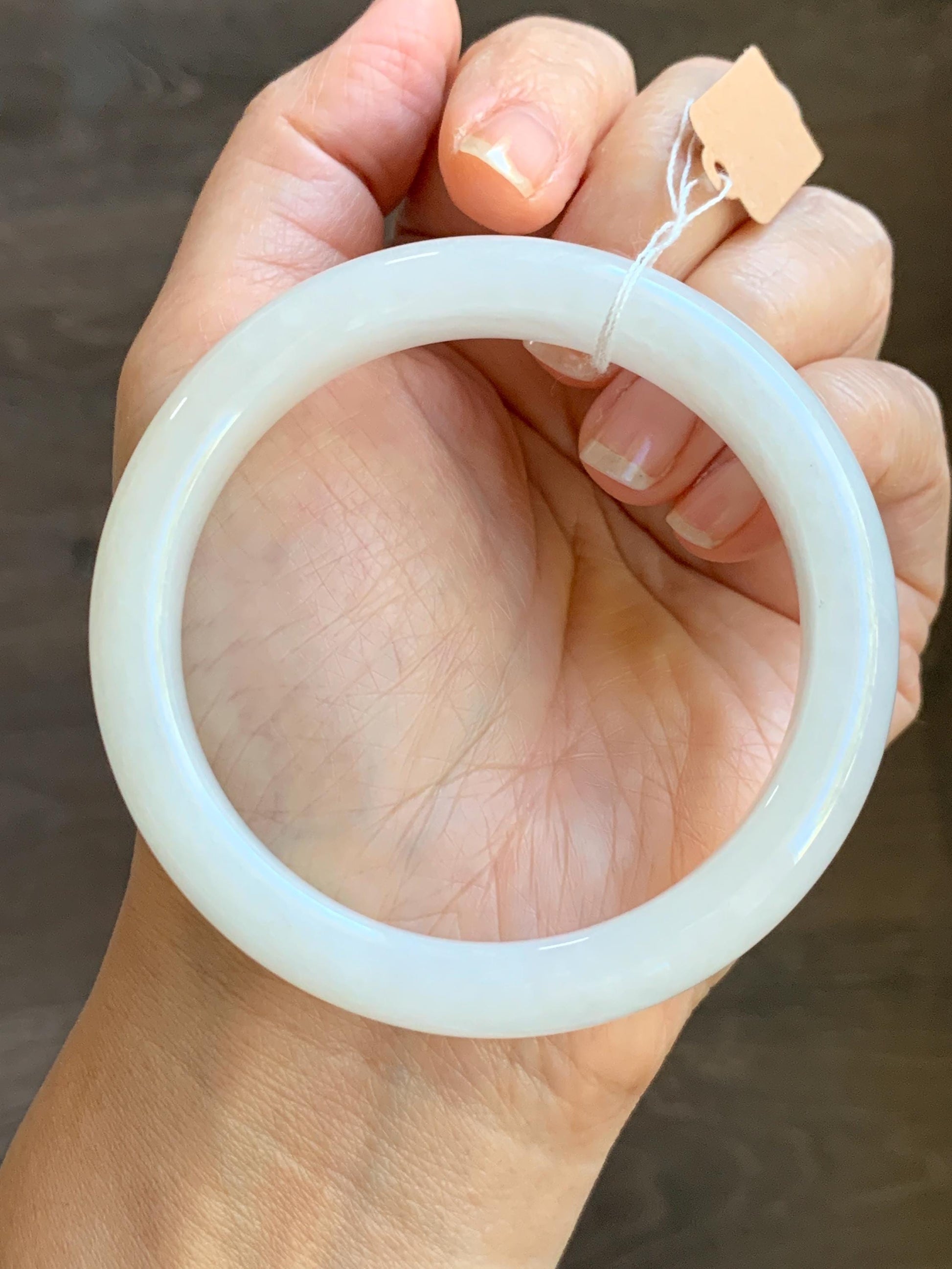 Certified Natural Nephrite Jade Translucent White Bangle Bracelet 57.9mm 7.15” 73g 天然和田玉奶白手镯 067