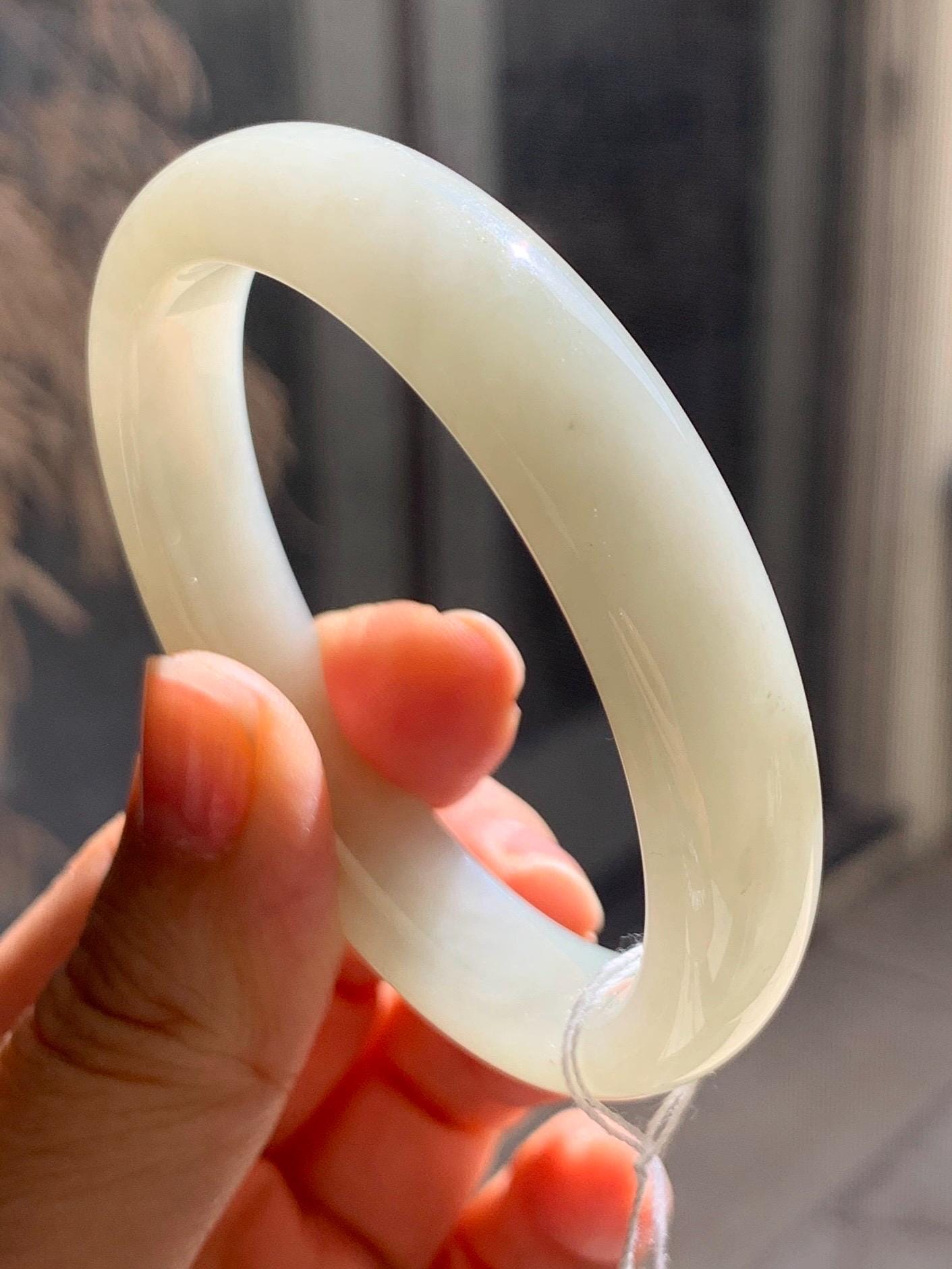 Certified Natural Nephrite Jade Translucent Dusty Dark Beige Bangle Bracelet 53.3mm 6.6” 58g 天然和田玉暗冰糖色手镯 065