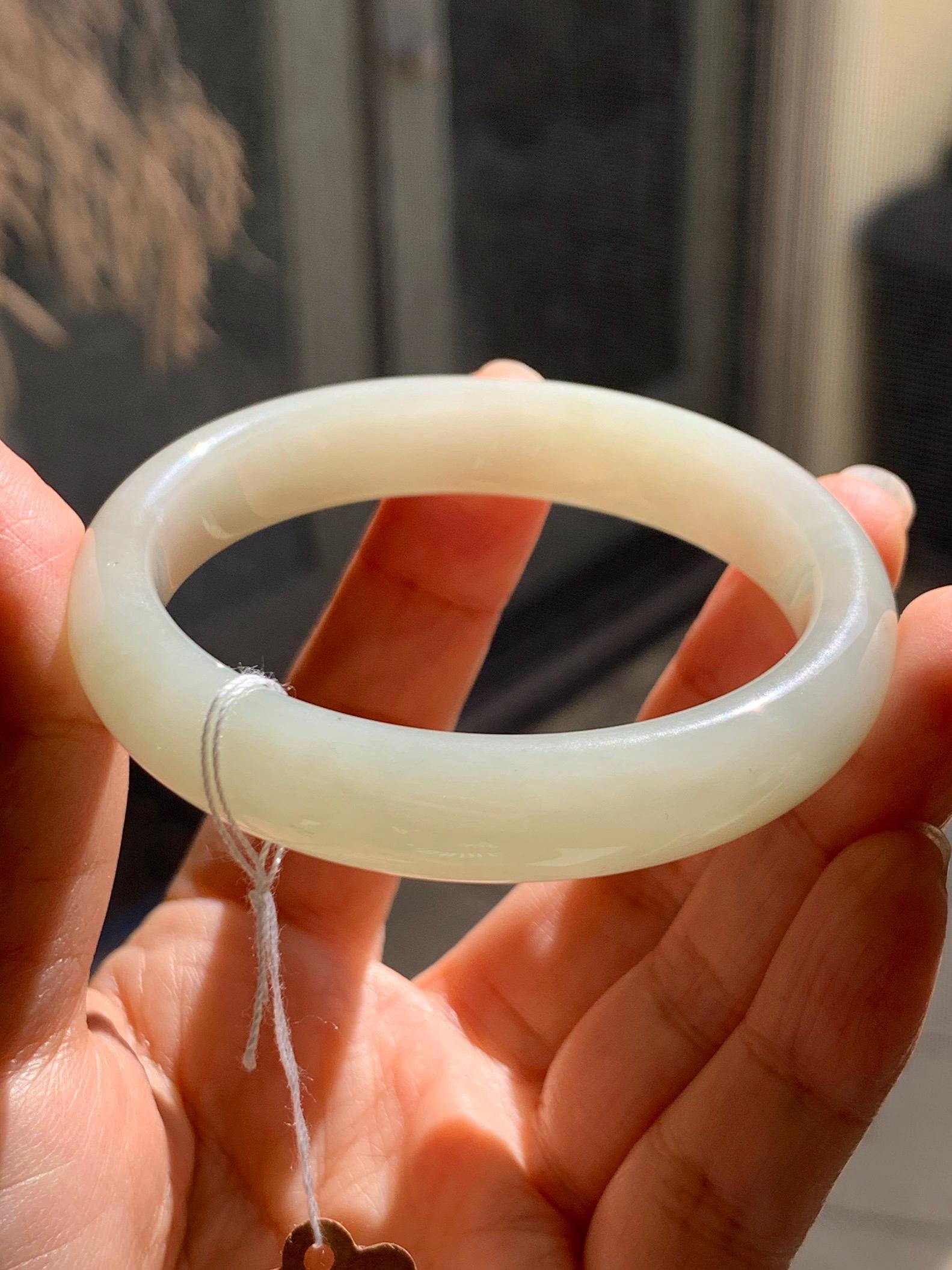 Certified Natural Nephrite Jade Translucent Dusty Dark Beige Bangle Bracelet 53.3mm 6.6” 58g 天然和田玉暗冰糖色手镯 065