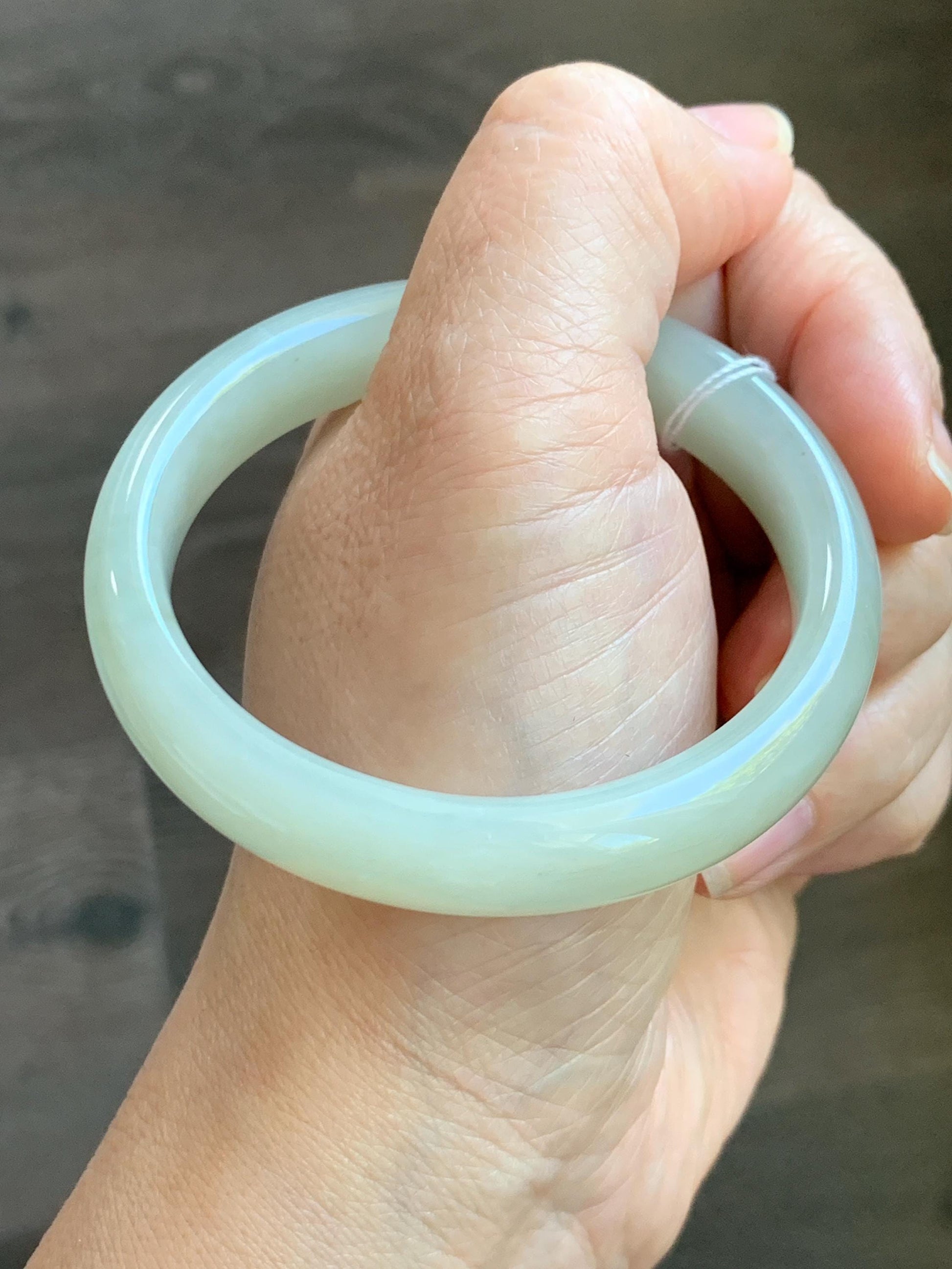 Certified Natural Nephrite Jade Translucent Dusty Dark Beige Bangle Bracelet 53.3mm 6.6” 58g 天然和田玉暗冰糖色手镯 065
