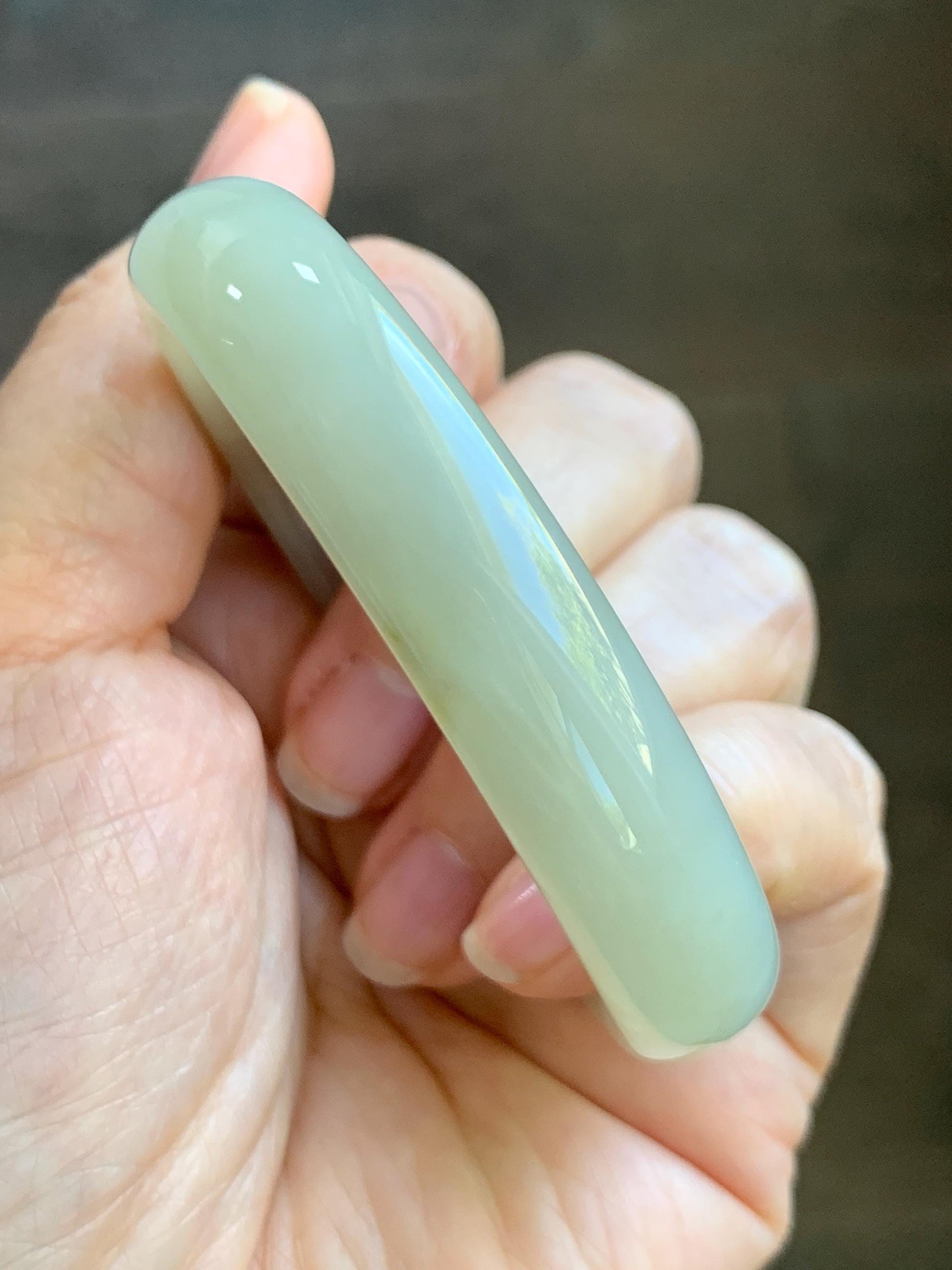 Certified Natural Nephrite Jade Translucent Dusty Dark Beige Bangle Bracelet 53.3mm 6.6” 58g 天然和田玉暗冰糖色手镯 065