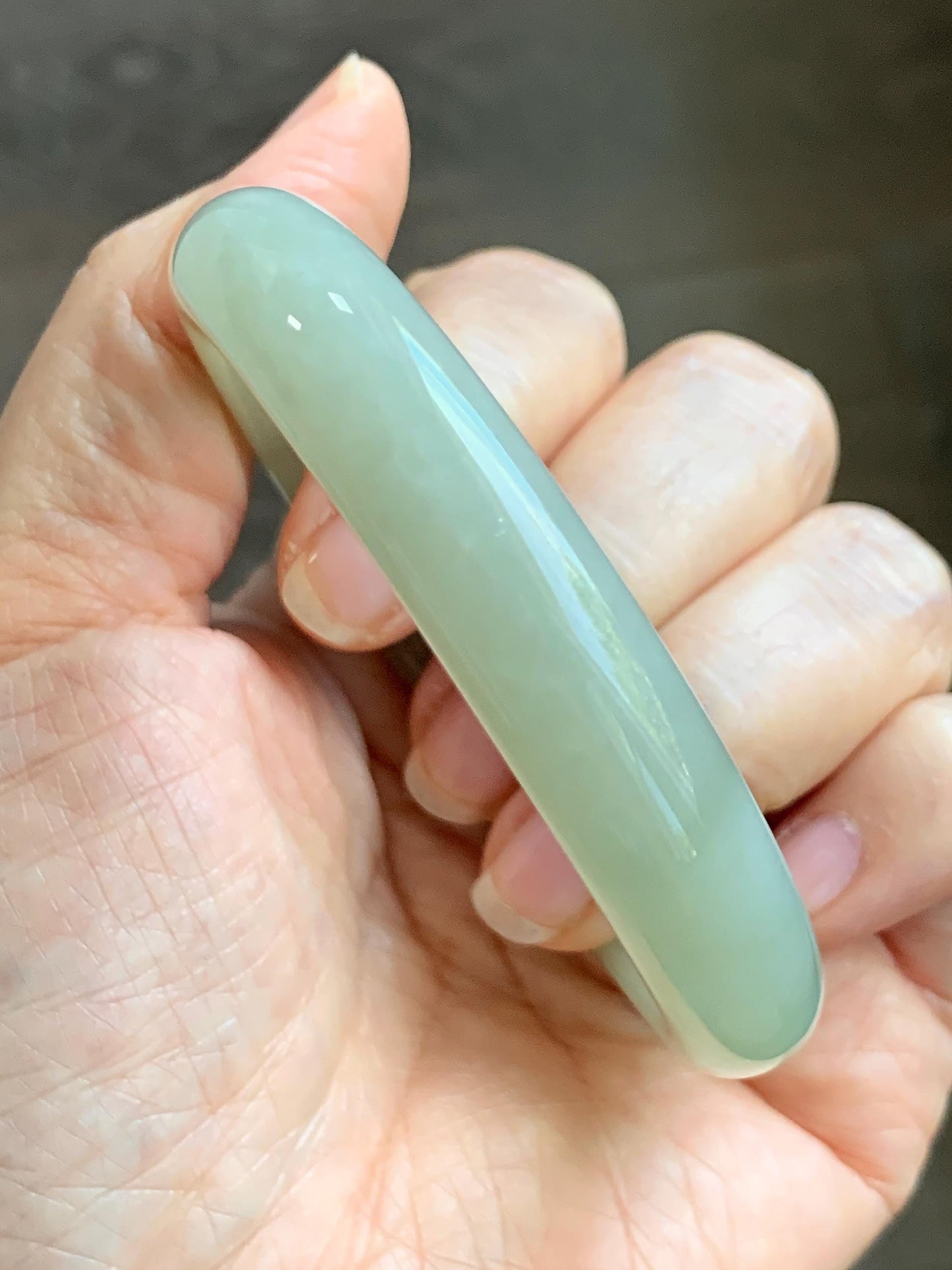 Certified Natural Nephrite Jade Translucent Dusty Dark Beige Bangle Bracelet 55.95mm 6.9” 67g 天然和田玉暗冰糖色手镯 064