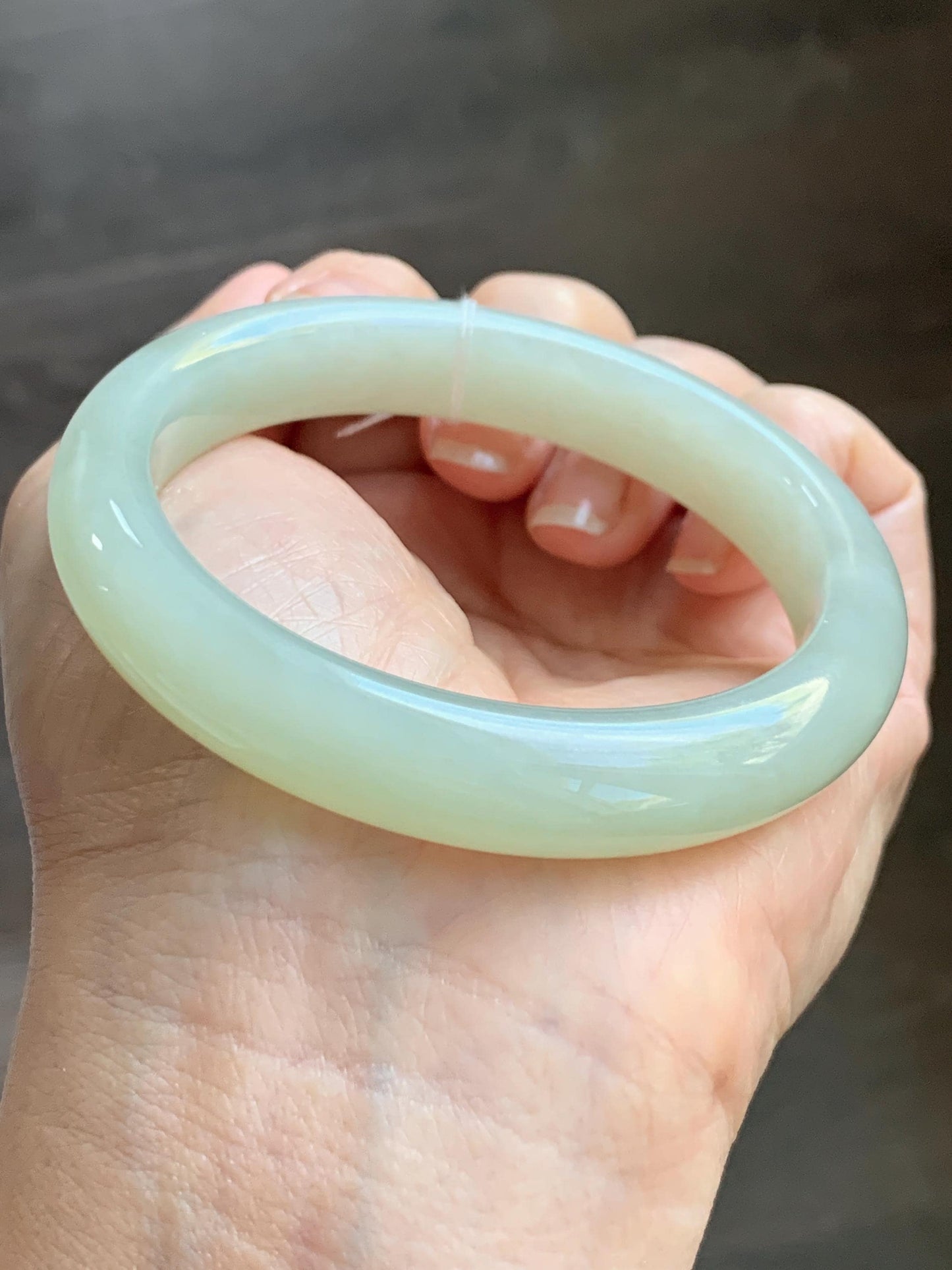 Certified Natural Nephrite Jade Translucent Dusty Dark Beige Bangle Bracelet 55.95mm 6.9” 67g 天然和田玉暗冰糖色手镯 064